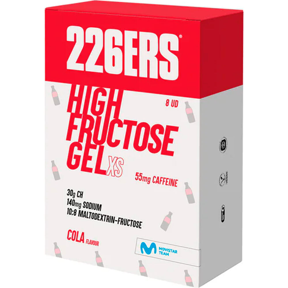 226ers energía instantánea HIGH FRUCTOSE GEL Pack 8x44g CAFFEINE 55mg COLA vista frontal