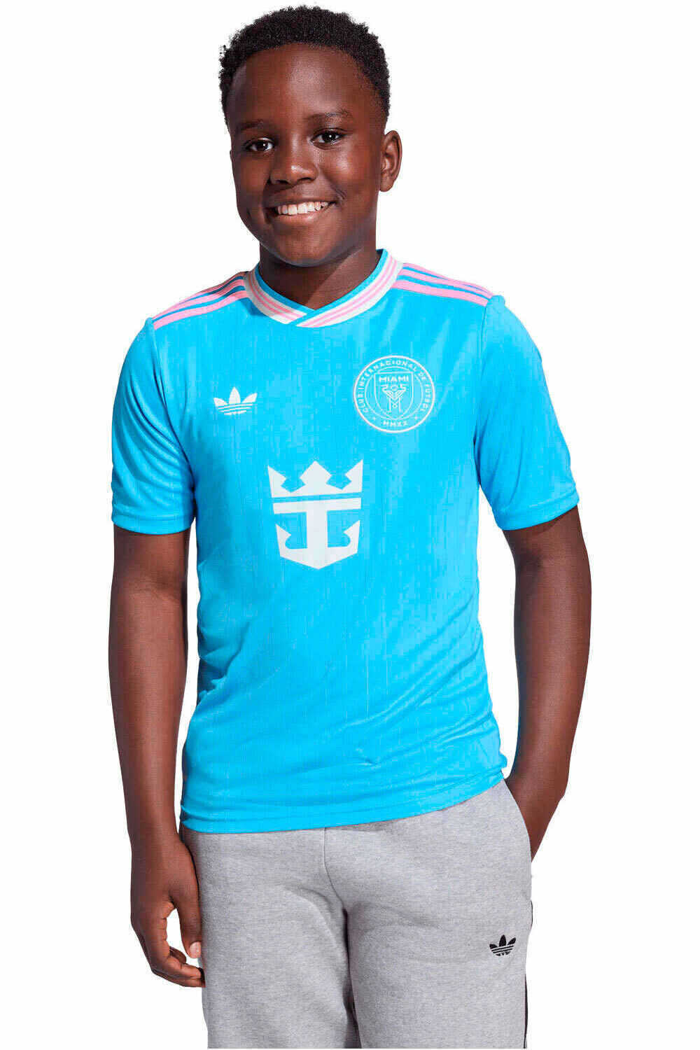 adidas camiseta de fútbol oficiales niño INTER MIAMI 26 3 JSY Y MESSI vista frontal