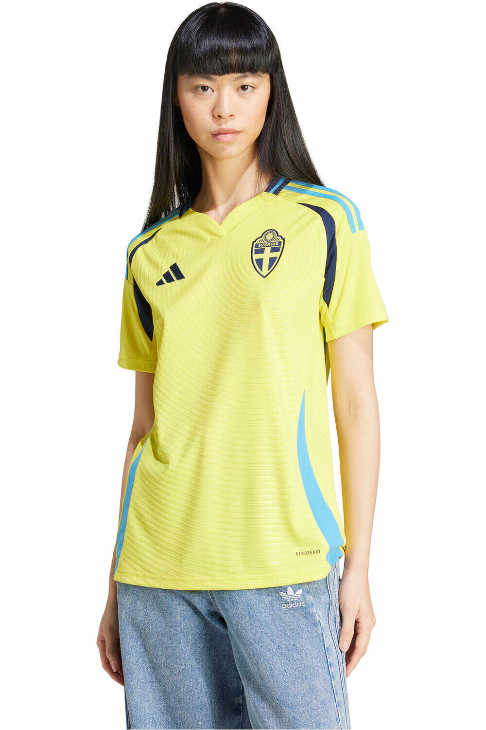 adidas camiseta de fútbol oficiales SUECIA 24 H JSY W vista frontal