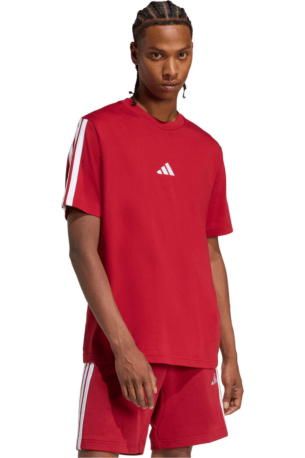 adidas camiseta manga corta hombre ESSENTIALS SINGLE JERSEY 3 BANDAS vista frontal
