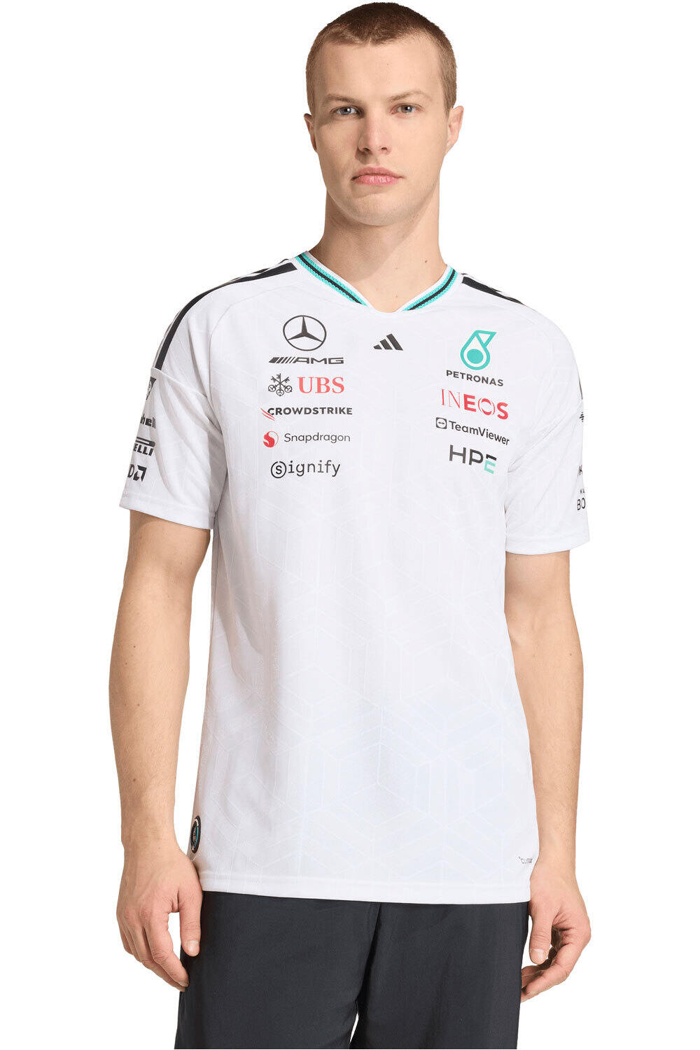 adidas camiseta manga corta hombre MERCEDES-AMG PETRONAS F1 OFICIAL vista frontal