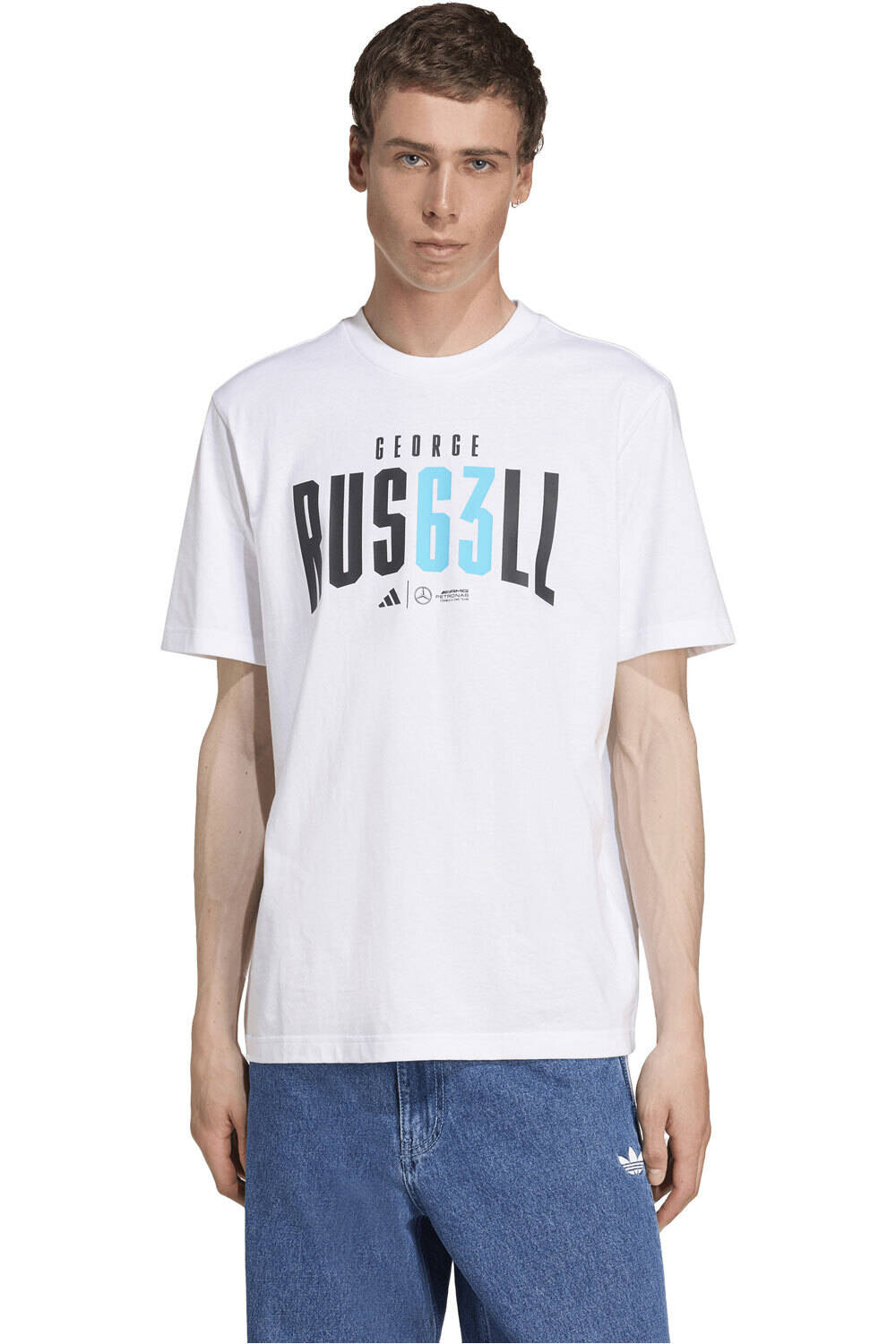 adidas camiseta manga corta hombre MERCEDES AMG PETRONAS GEORGE RUSSELL vista frontal
