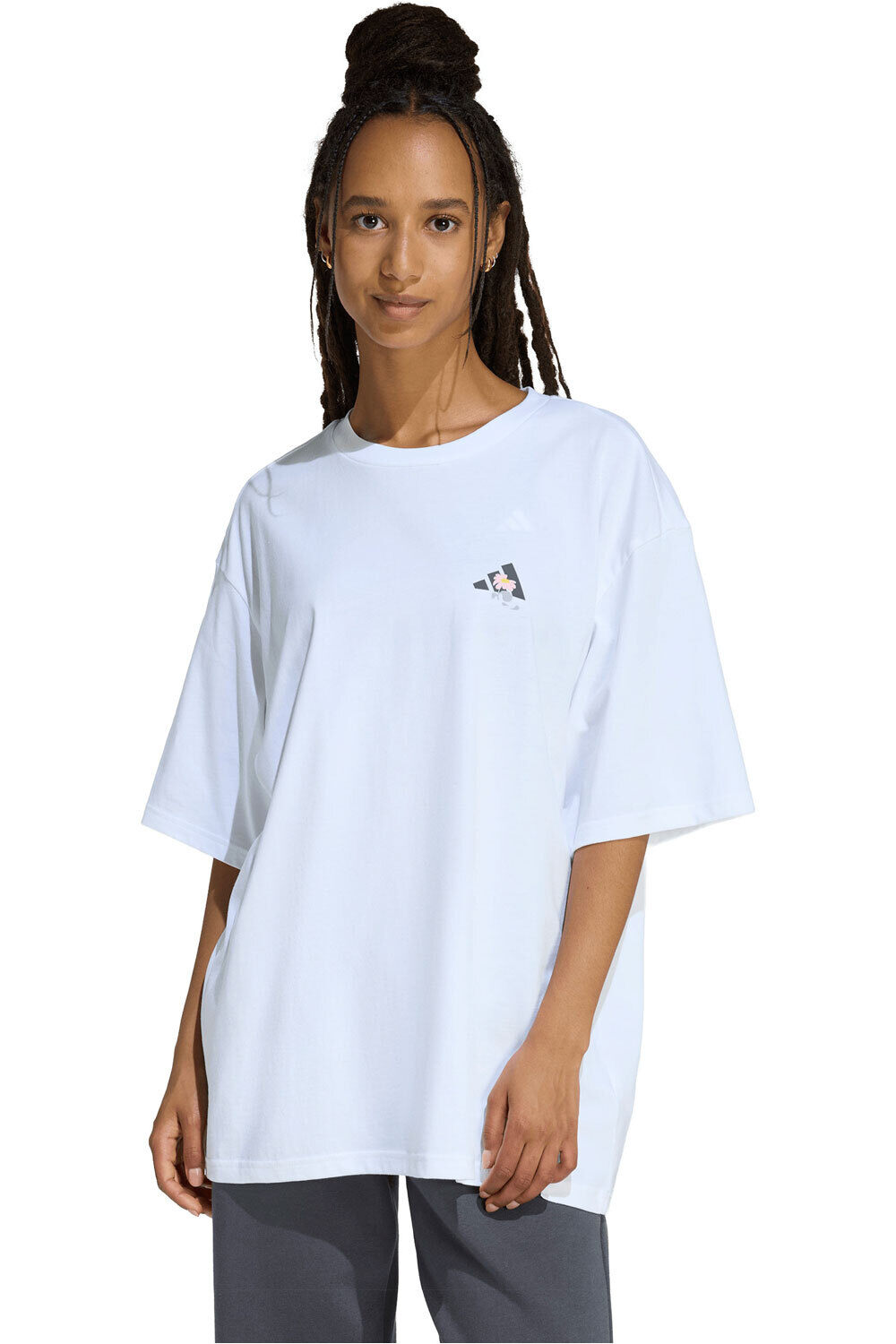 adidas camiseta manga corta mujer ESTAMPADA HOLGADA SOFT SIDE vista frontal