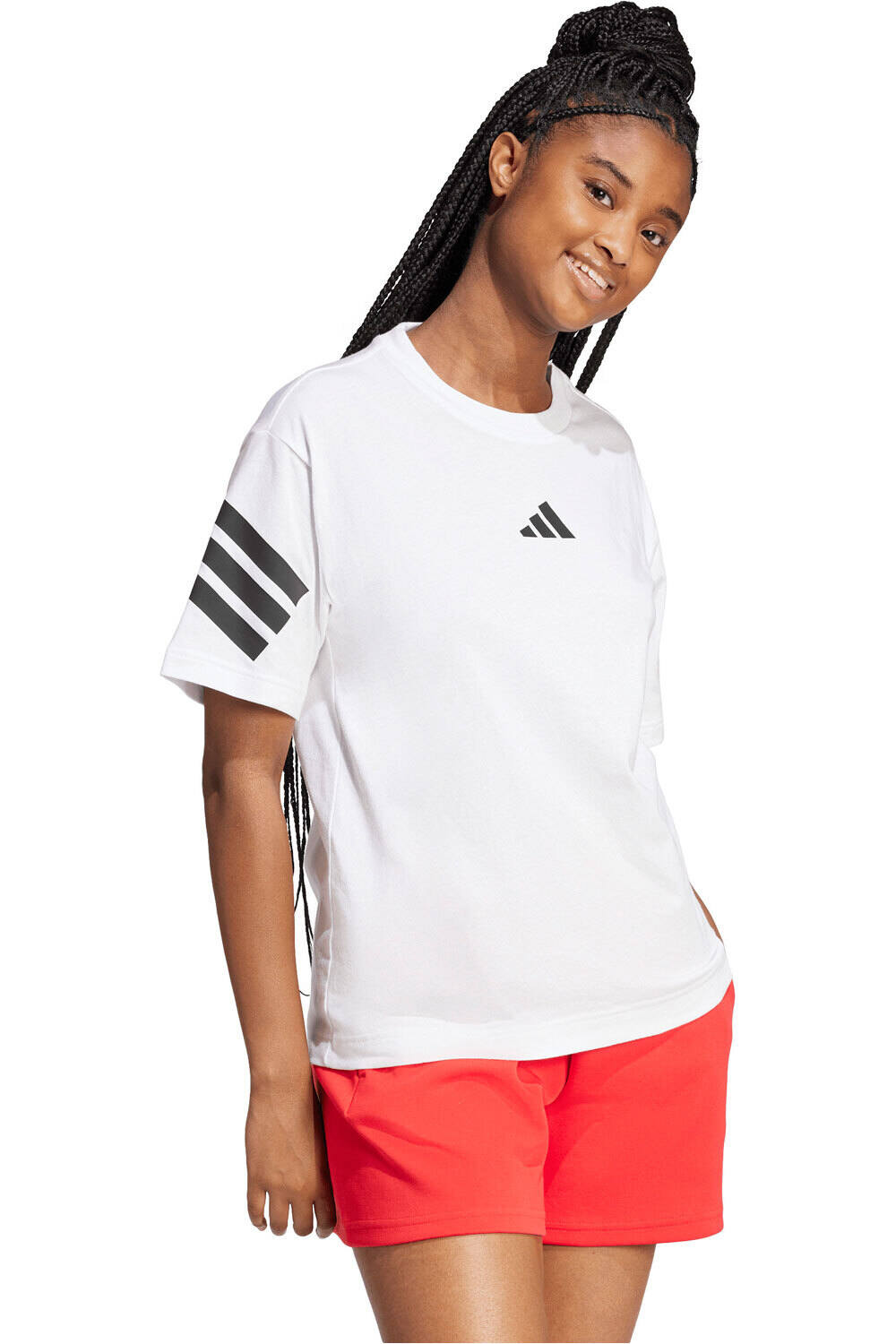 adidas camiseta manga corta mujer FUTURE ICONS 3 BANDAS vista detalle