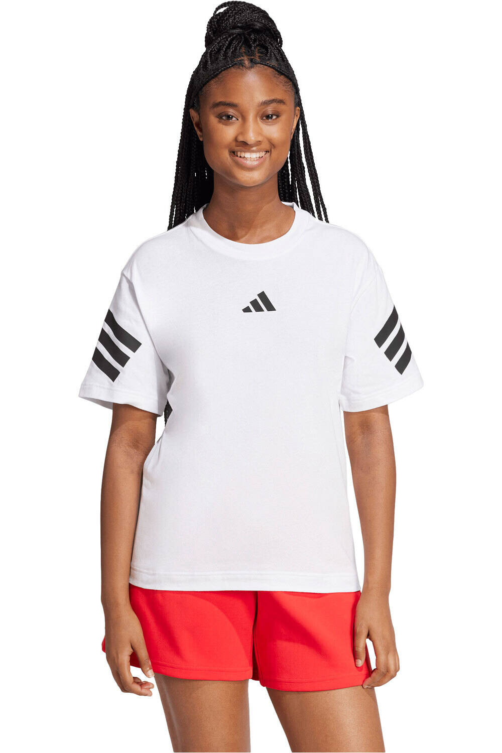 adidas camiseta manga corta mujer FUTURE ICONS 3 BANDAS vista frontal