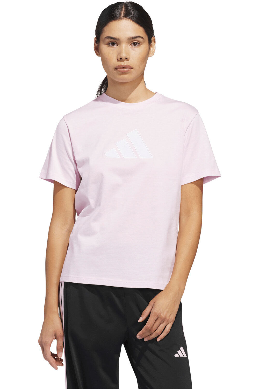 adidas camiseta manga corta mujer GINGA TEXTURIZADA CON LOGOTIPO GRANDE vista frontal