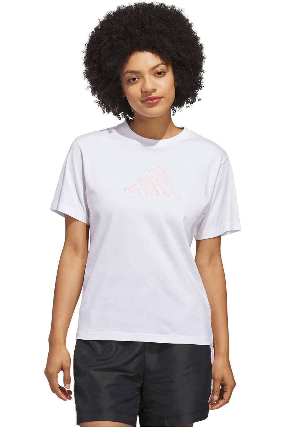 adidas camiseta manga corta mujer GINGA TEXTURIZADA CON LOGOTIPO GRANDE vista frontal