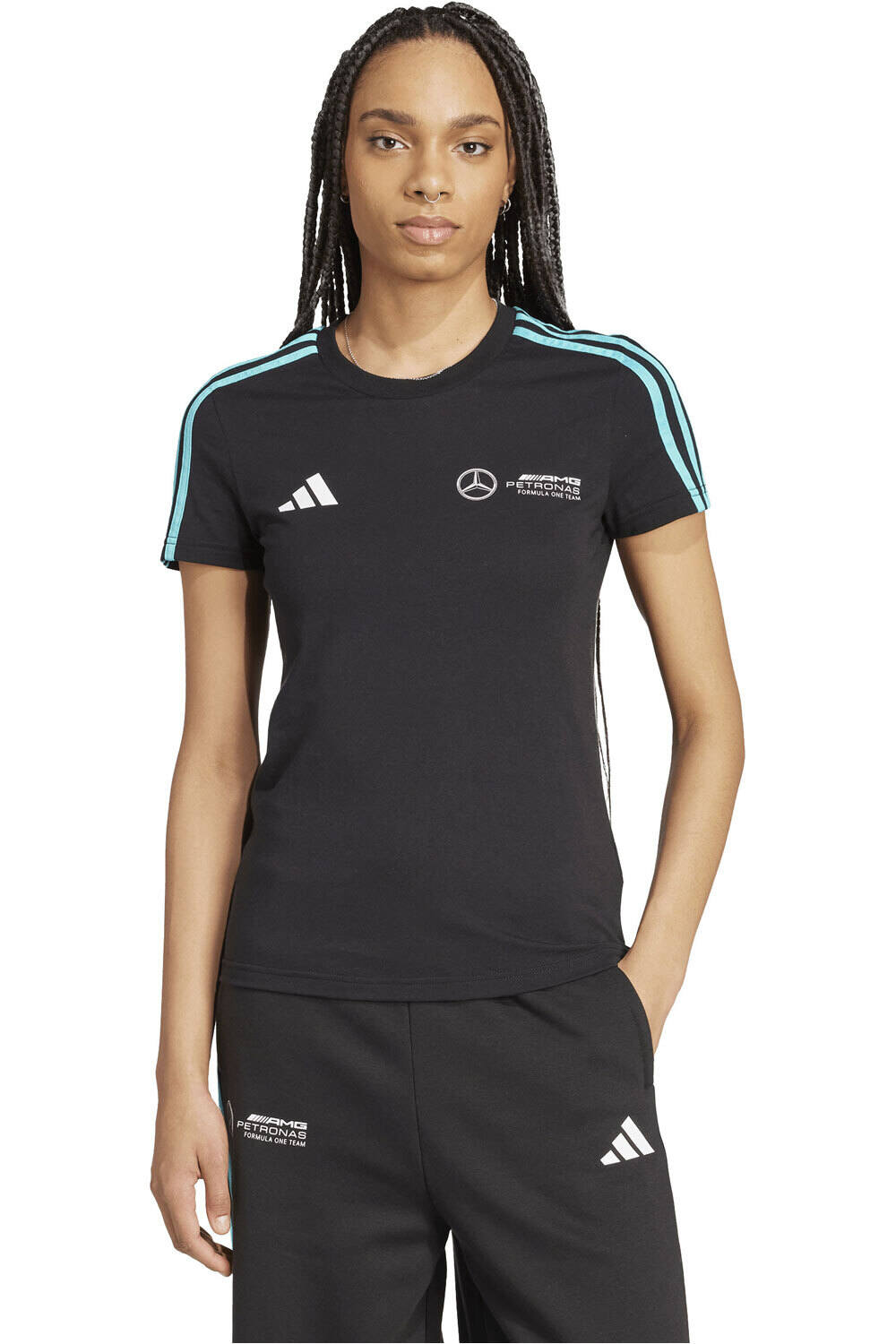 adidas camiseta manga corta mujer MERCEDES AMG PETRONAS F1 TEAM DNA vista frontal