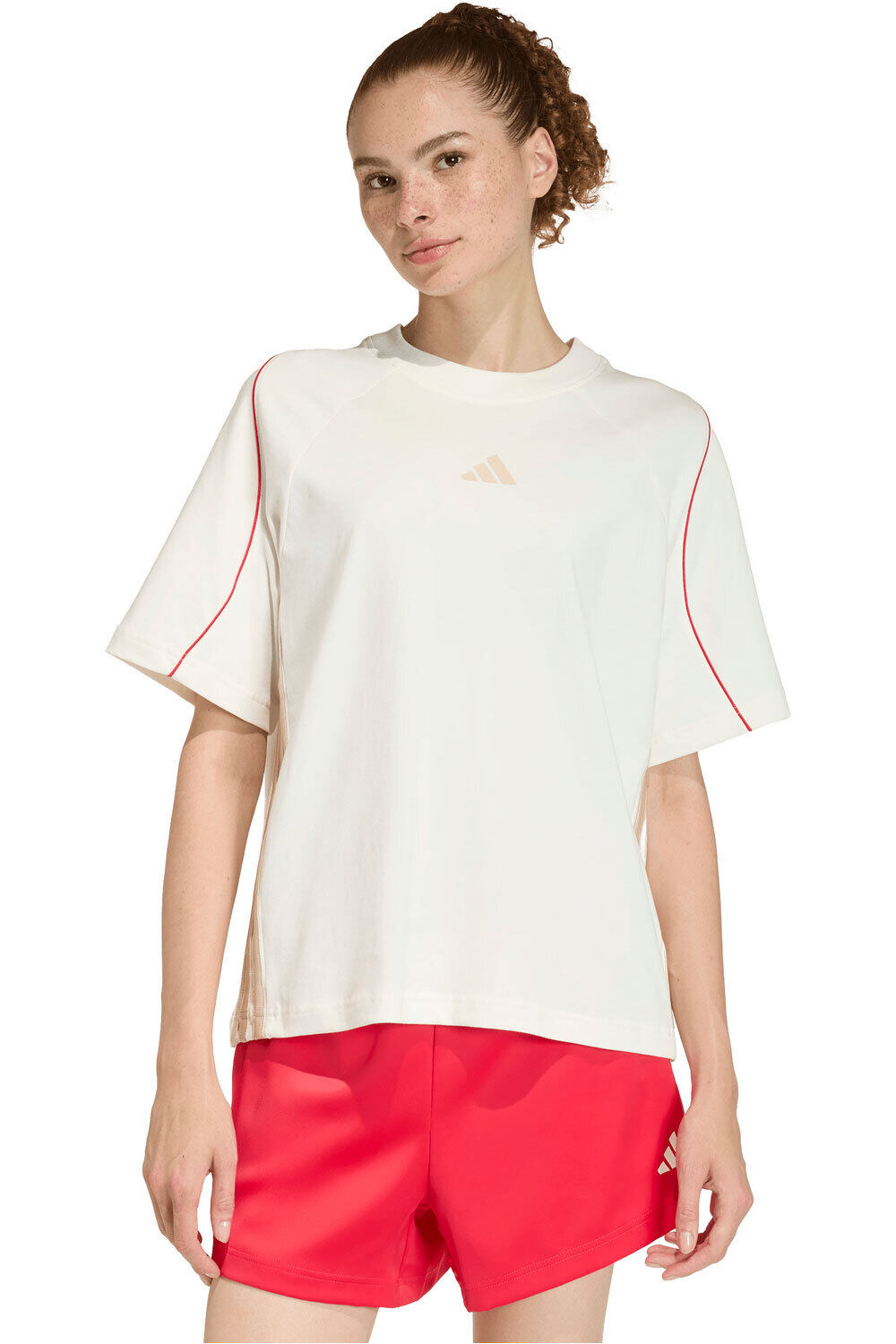 adidas camiseta manga corta mujer STADIUM 3 STRIPES vista frontal