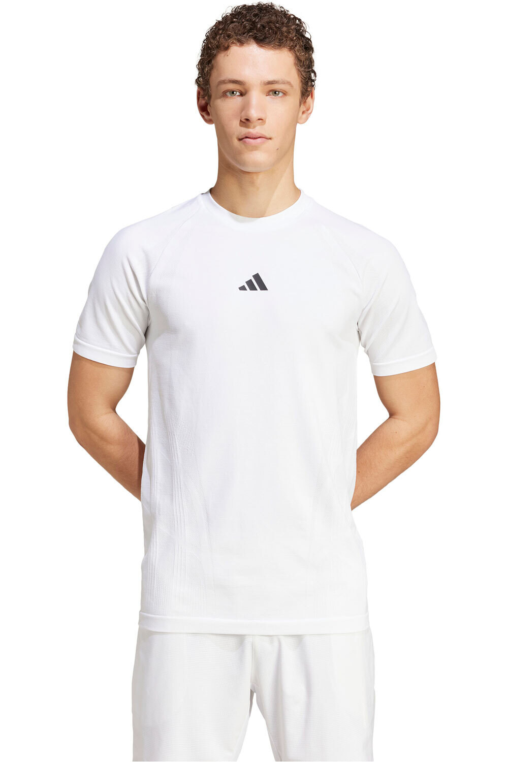 adidas camiseta tenis manga corta hombre CAMISETA SEAML PRO WHITE vista frontal