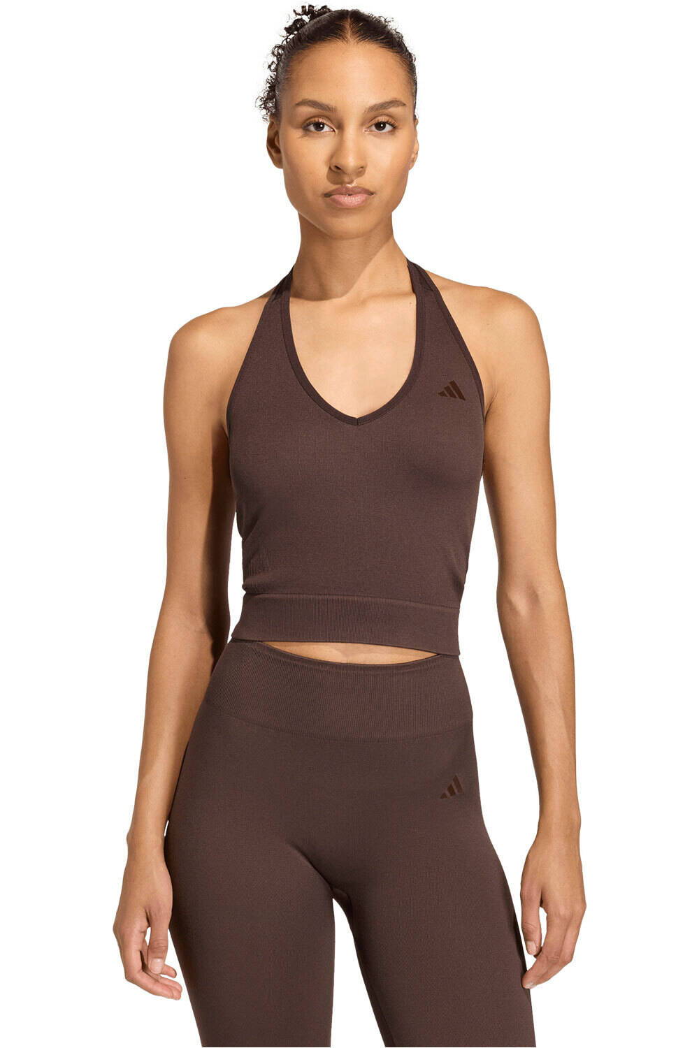 adidas camiseta tirantes fitness mujer ESCOTE HALTER vista frontal