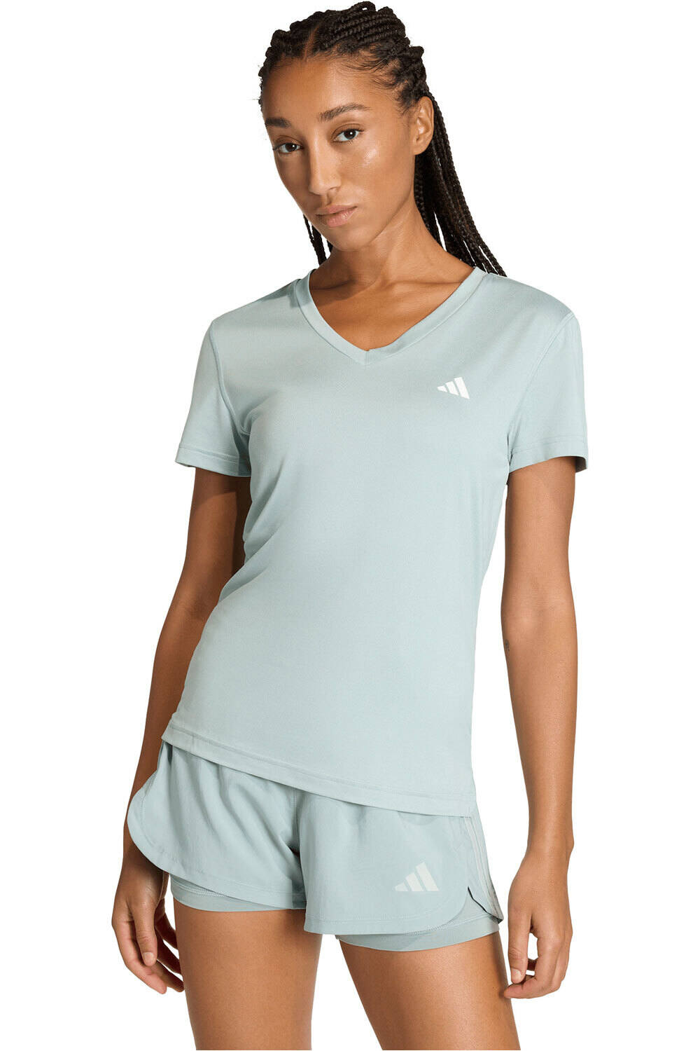 adidas camisetas fitness mujer WE MIN V NK TEE vista frontal