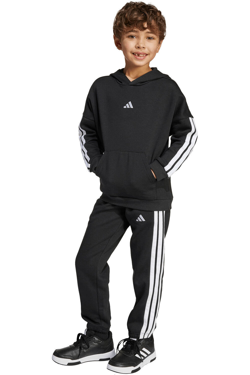 adidas chándal junior 3 STRIPES ESSENTIALS FLEECE TRACKSUIT vista frontal