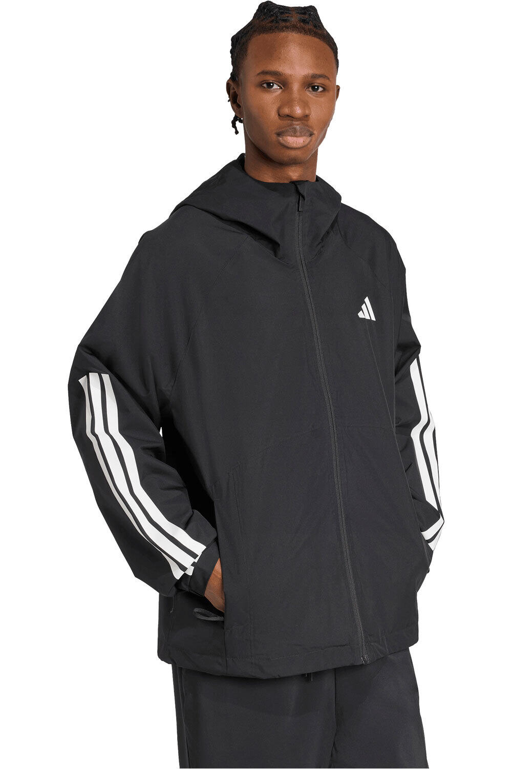 adidas chaqueta outdoor hombre ESSENTIALS CLIMAPROOF 3 STRIPES vista detalle
