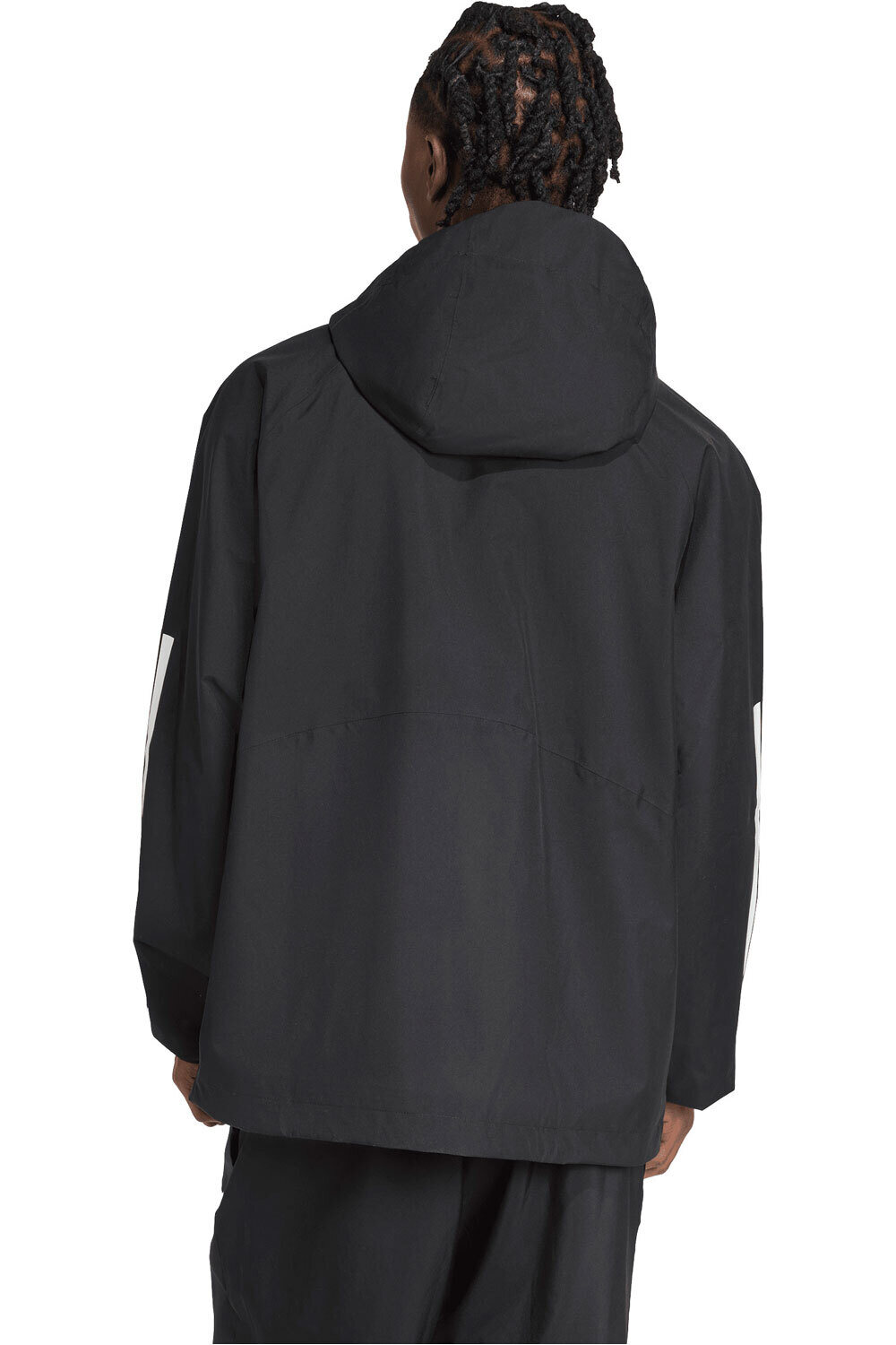 adidas chaqueta outdoor hombre ESSENTIALS CLIMAPROOF 3 STRIPES vista trasera