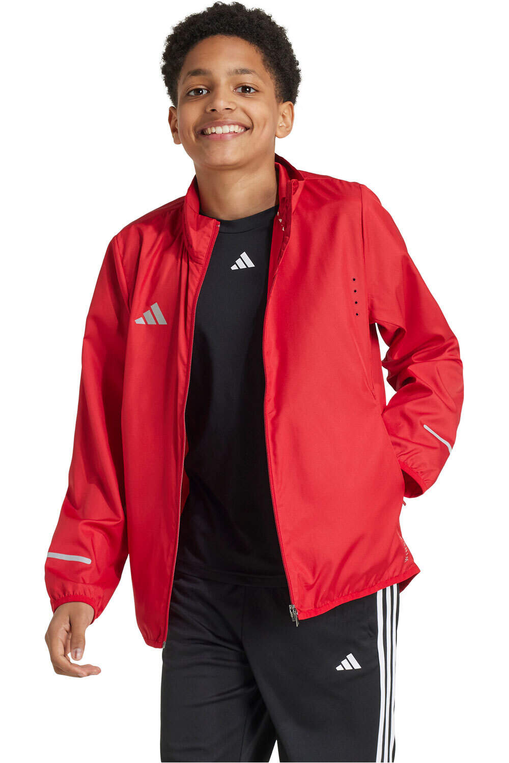 adidas chubasquero running niño J TEAM RDY JKT vista frontal