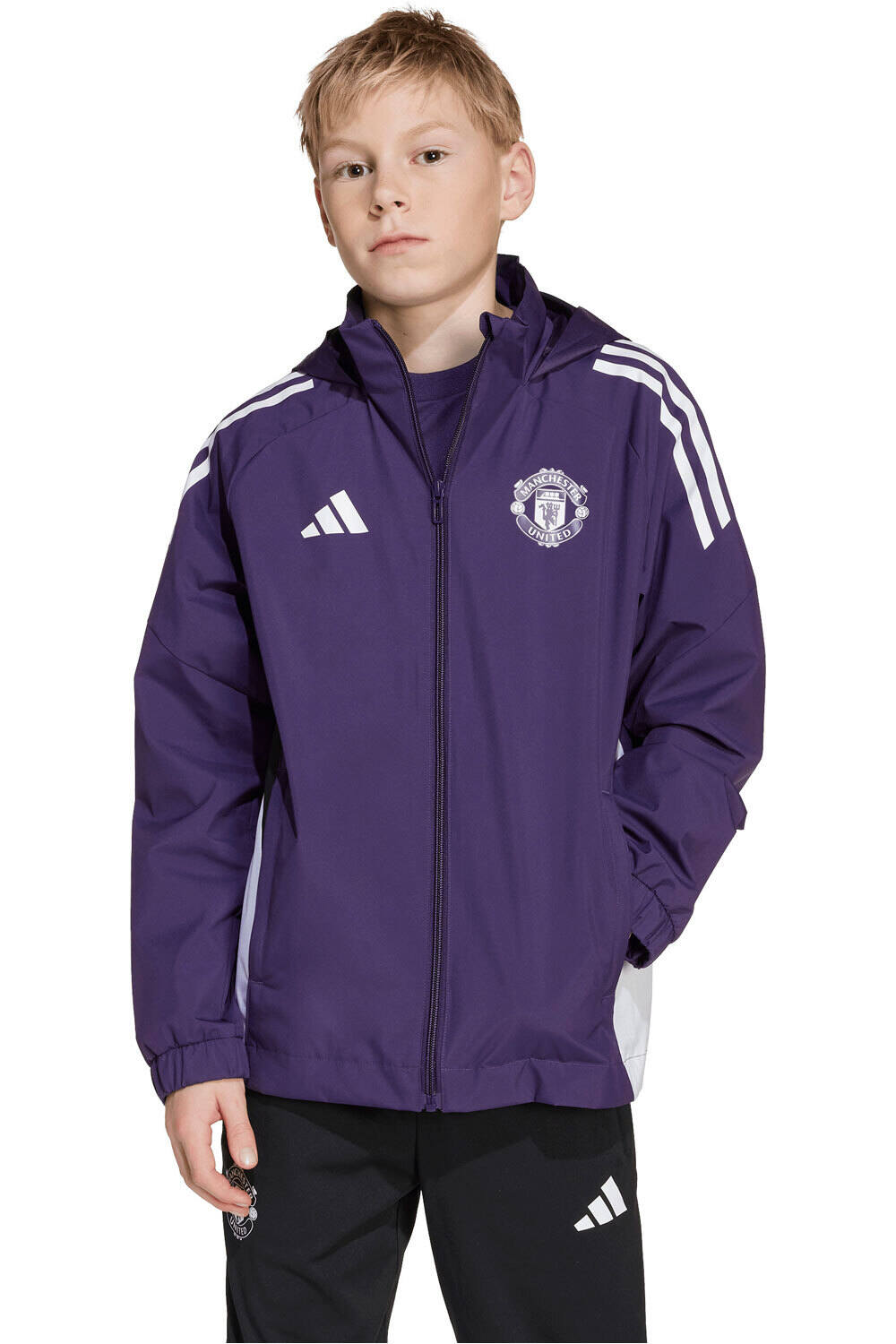 adidas chubasquero y chaquetones entrenamiento fútbol niño M.UNITED 26 AW JKT Y vista frontal