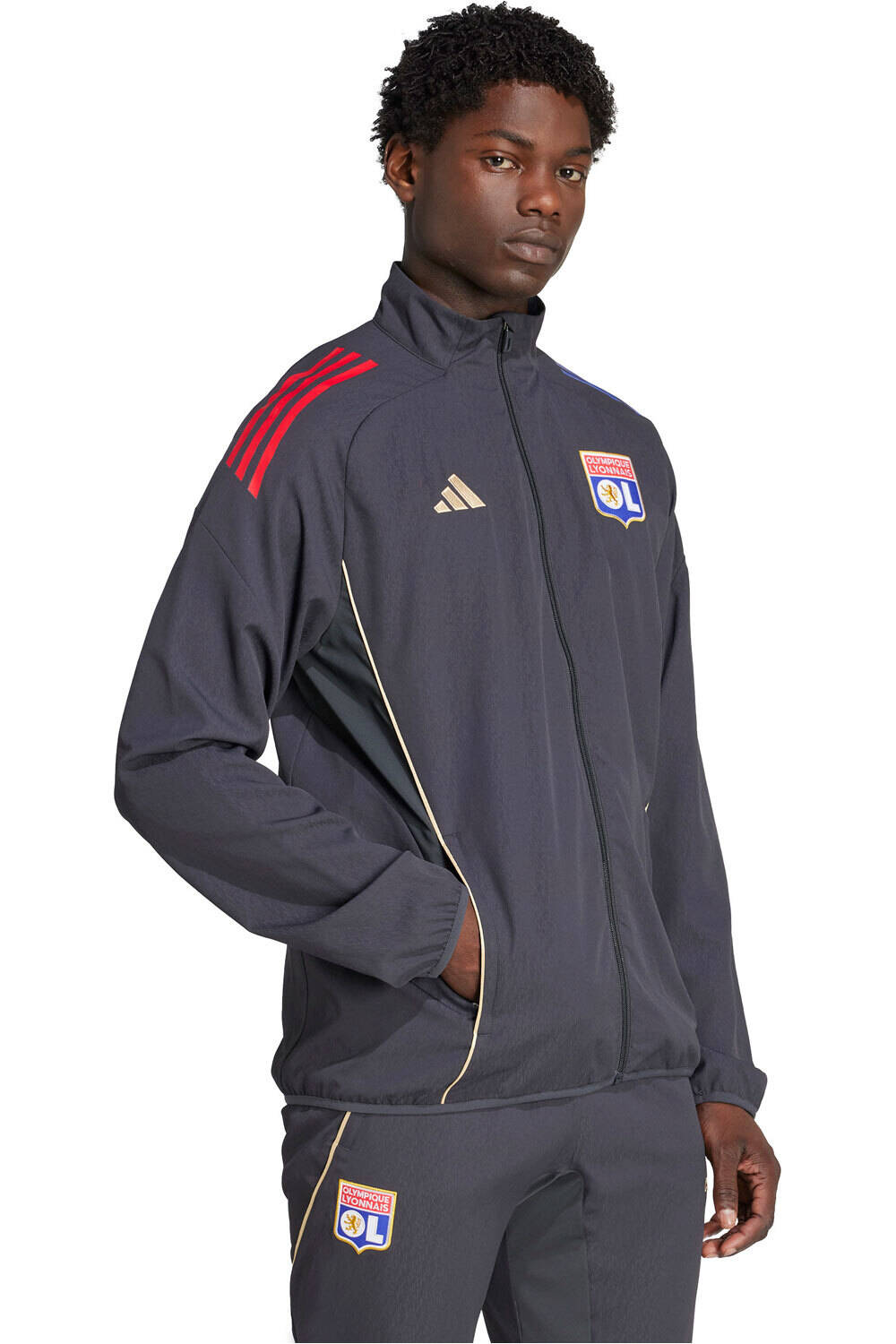 adidas chubasqueros y chaquetones entrenamiento fútbol OLYMPIQUE DE LYON 25/26 TIRO25 vista detalle