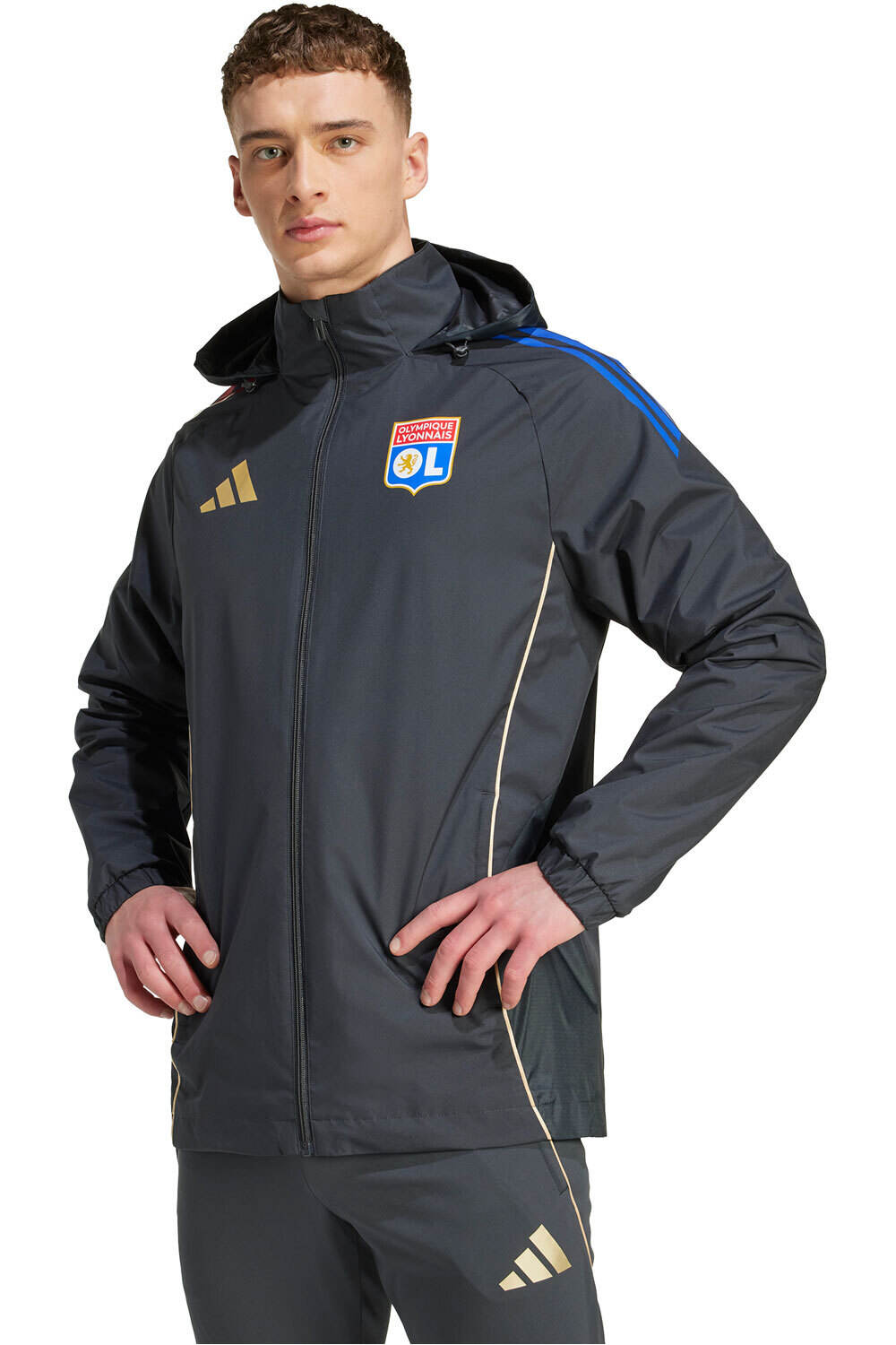 adidas chubasqueros y chaquetones entrenamiento fútbol O.LYON 26 AW JKT vista frontal