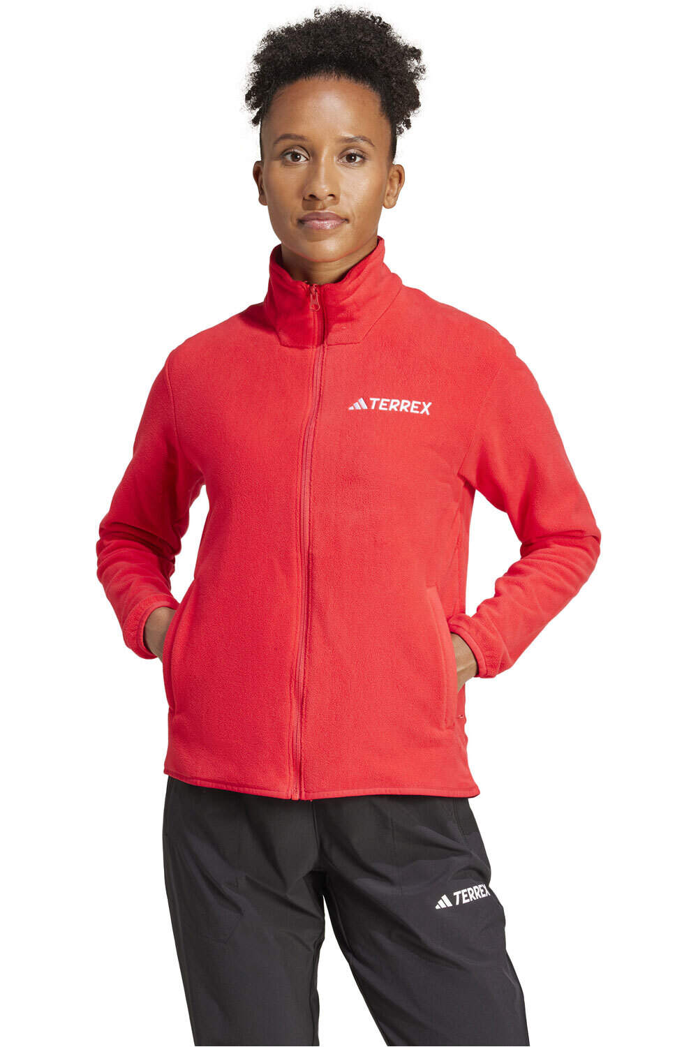 adidas forro polar mujer W MT ESS FZ FL vista frontal