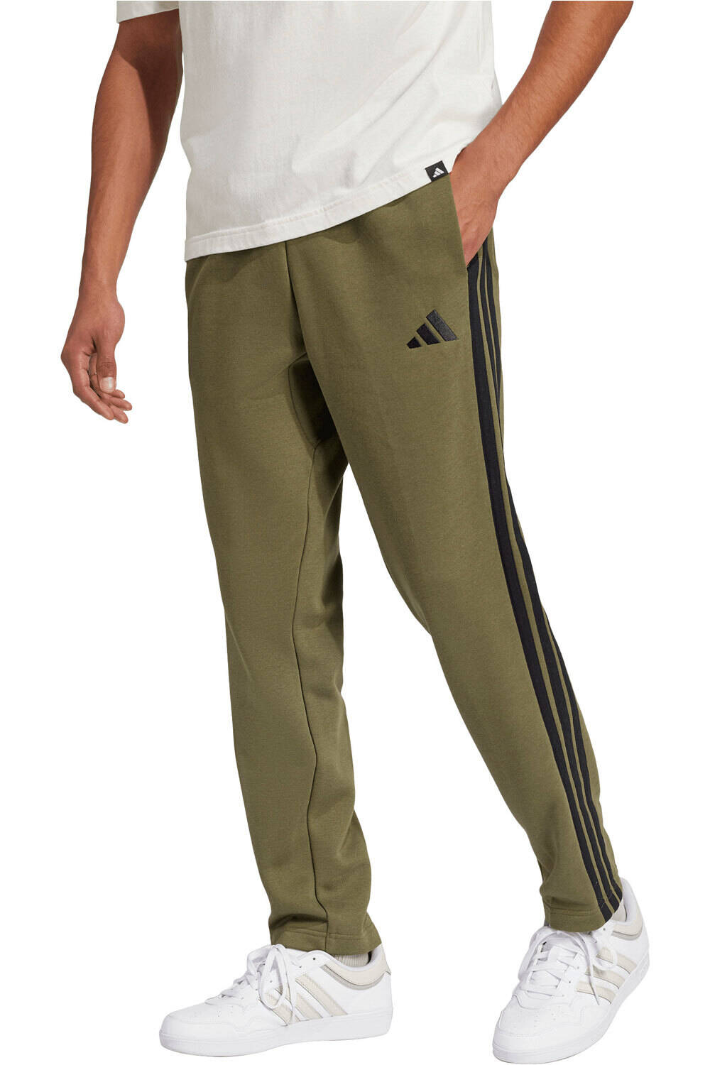 adidas pantalón hombre FELPA ABIERTO ESSENTIALS 3 STRIPES vista frontal