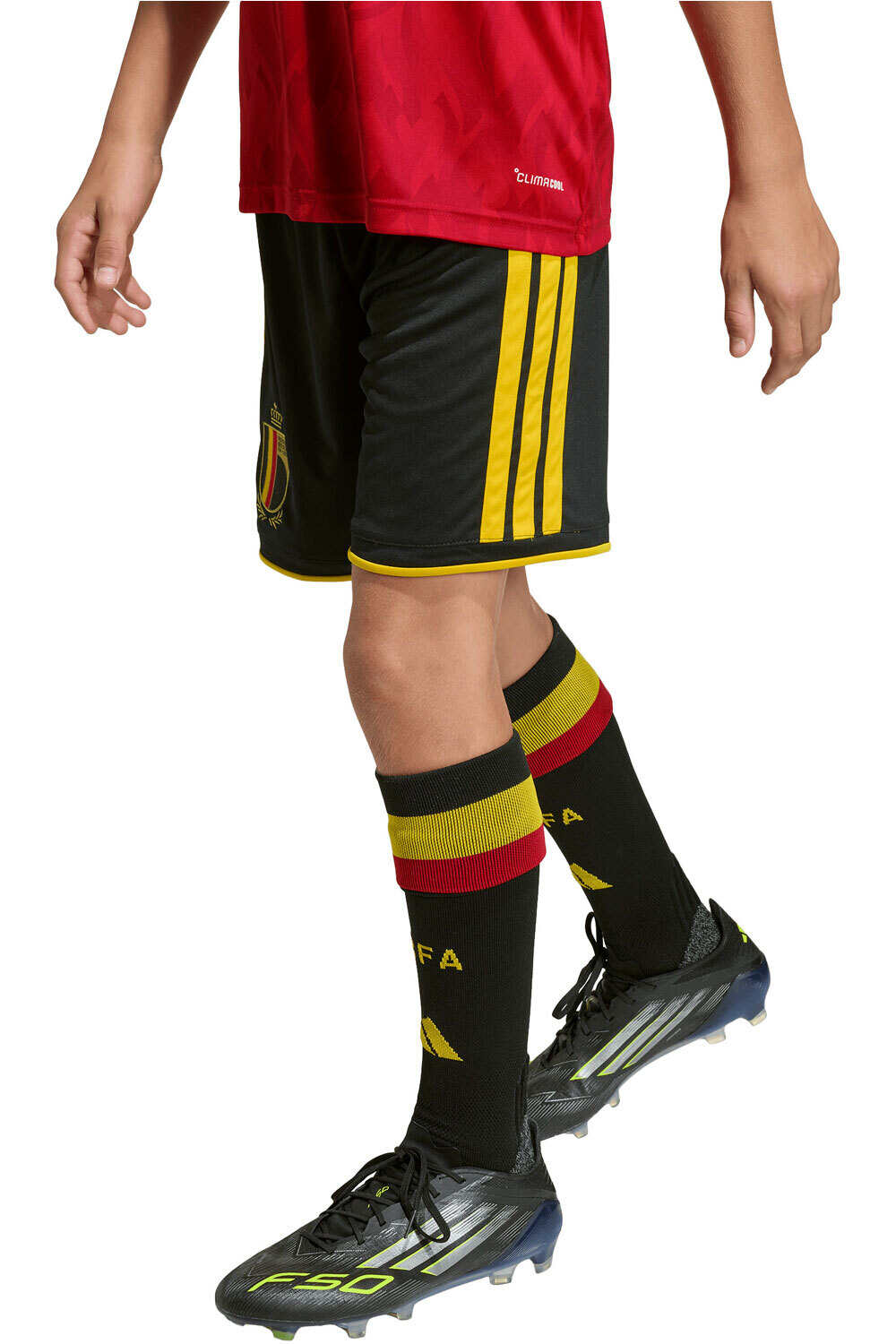 adidas pantalones fútbol oficiales niño PRIMERA EQUIPACION BELGICA 26 vista frontal
