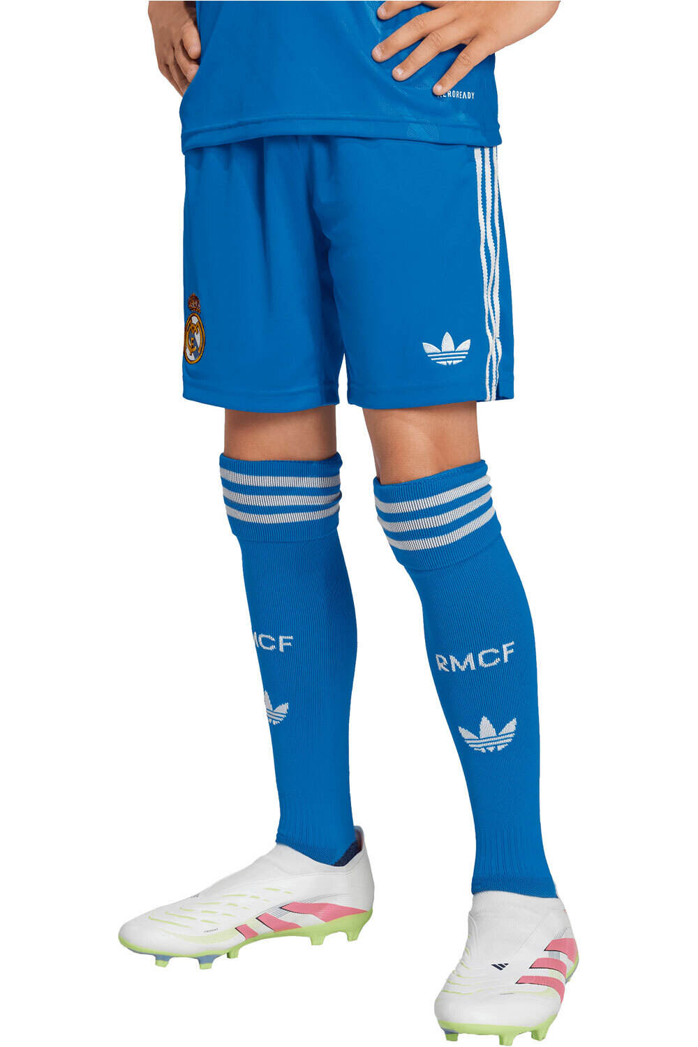 adidas pantalones fútbol oficiales niño R.MADRID 26 3 SHO Y vista frontal
