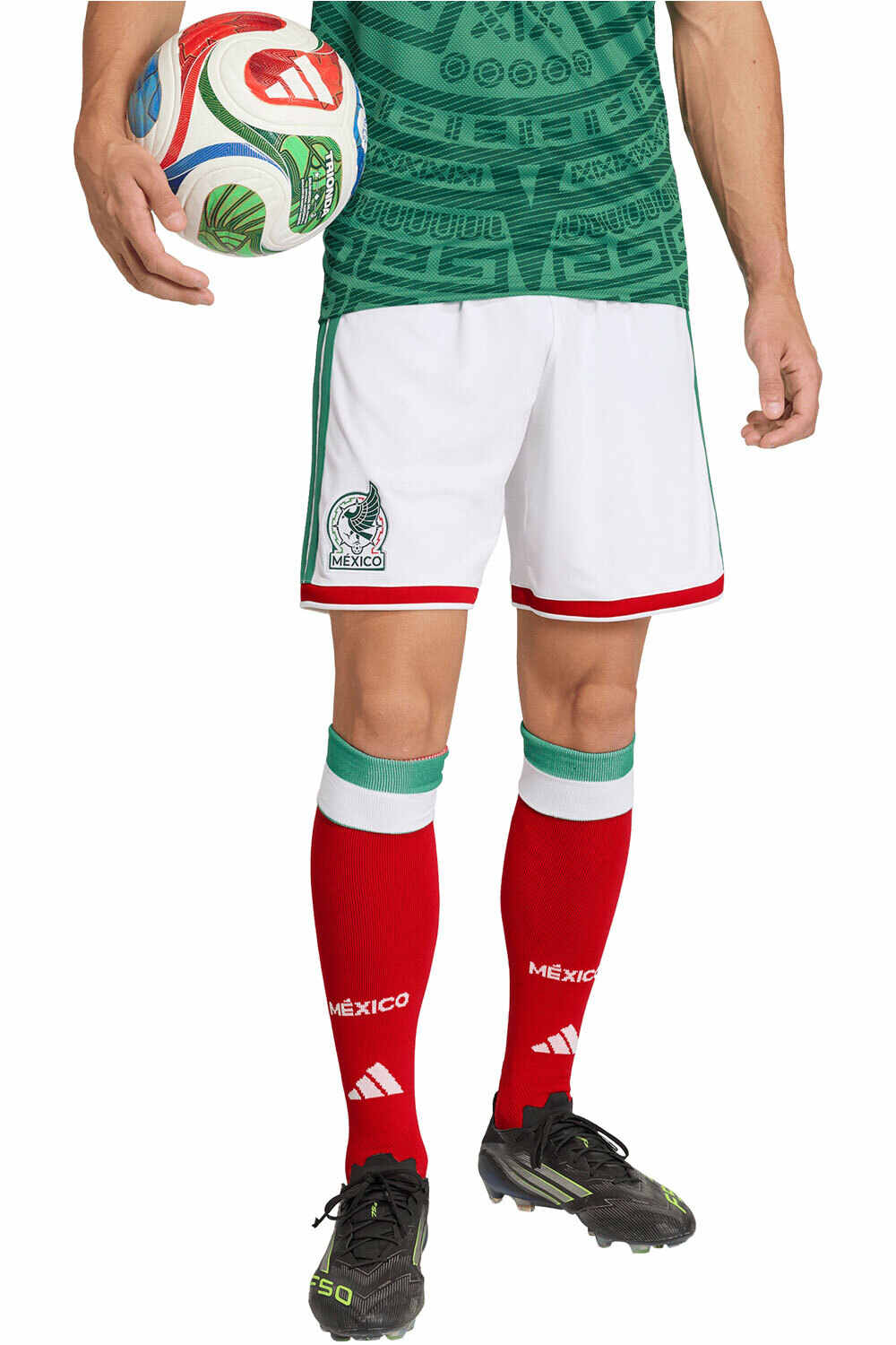 adidas pantalones fútbol oficiales PRIMERA EQUIPACION MEXICO 26 vista frontal