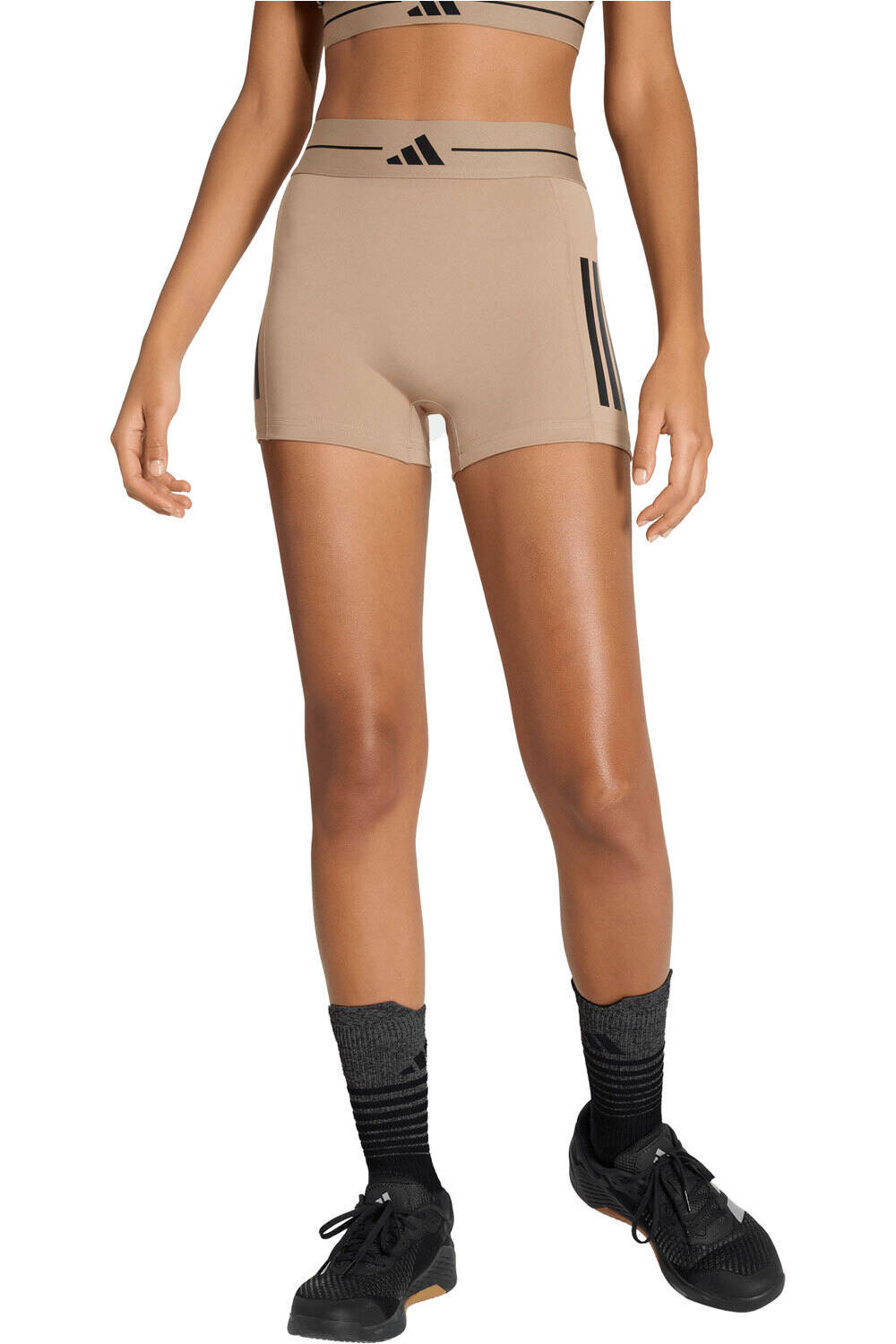 adidas pantalones y mallas cortas fitness mujer HYPERGLAM 3 STRIPES vista frontal