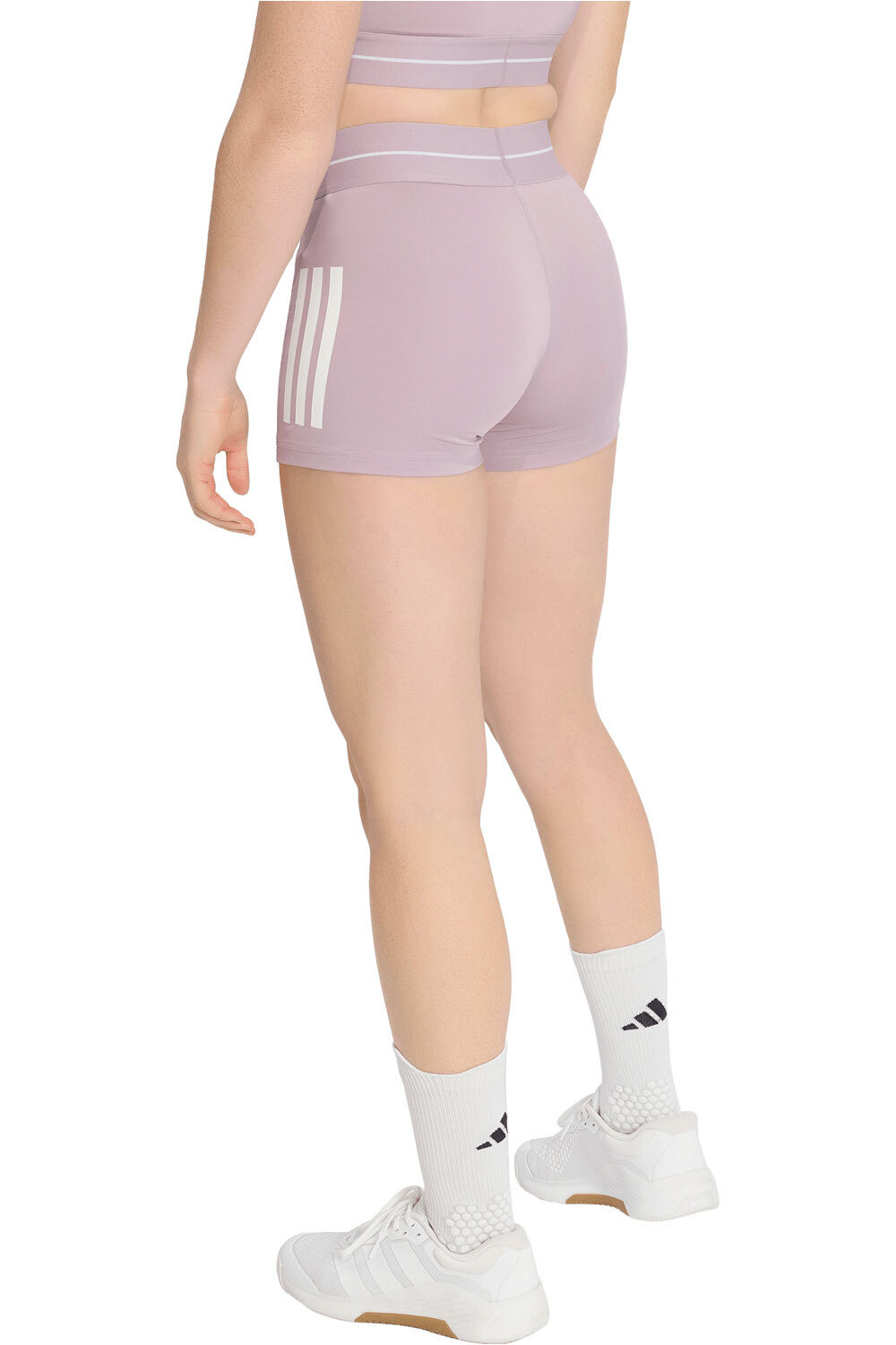 adidas pantalones y mallas cortas fitness mujer HYPERGLAM 3 STRIPES vista trasera