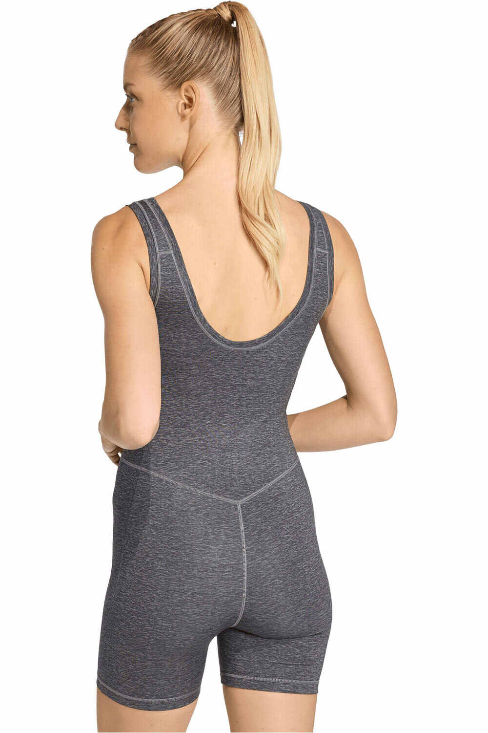 adidas pantalones y mallas cortas fitness mujer MONO OPTIME ESSENTIALS HEATHER vista trasera