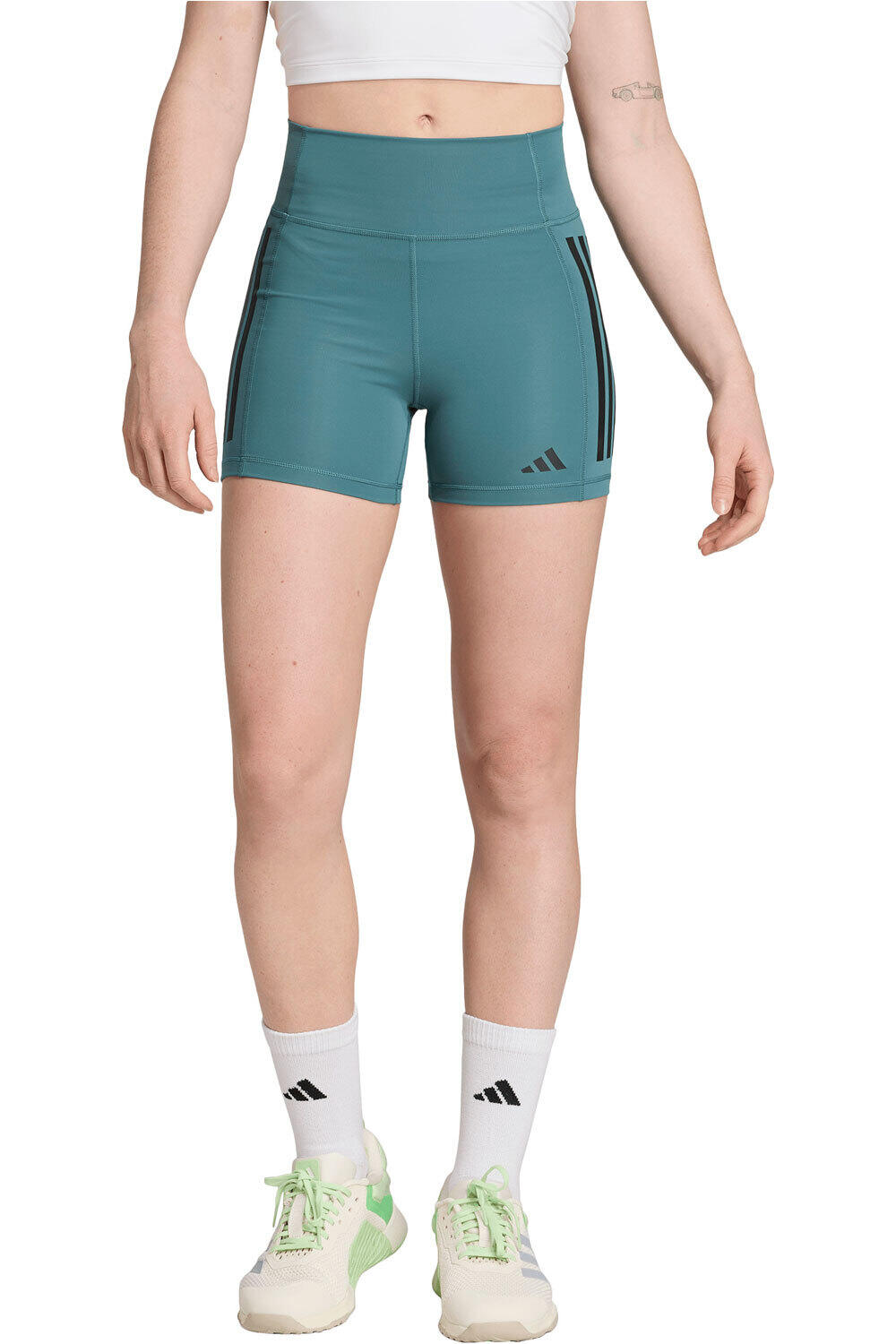adidas pantalones y mallas cortas fitness mujer OPTIME 3 STRIPES 1/4 vista frontal