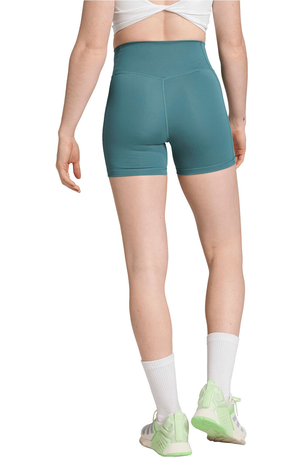 adidas pantalones y mallas cortas fitness mujer OPTIME 3 STRIPES 1/4 vista trasera