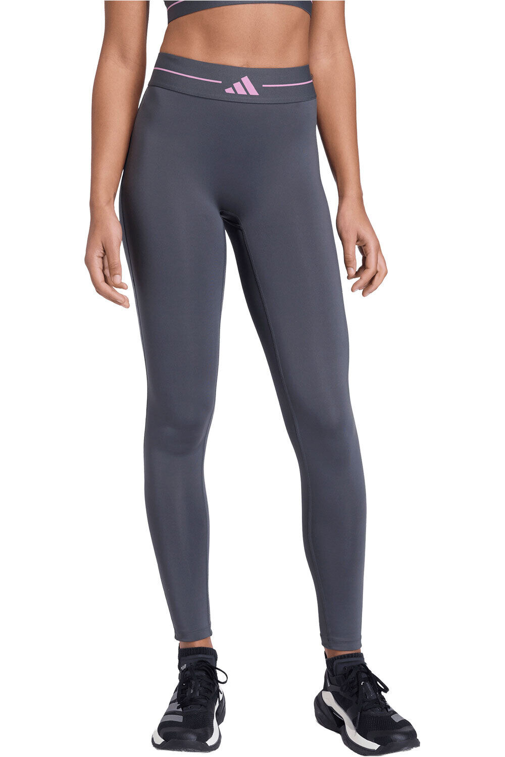 adidas pantalones y mallas largas fitness mujer HYPERGLAM 3 BANDAS vista frontal