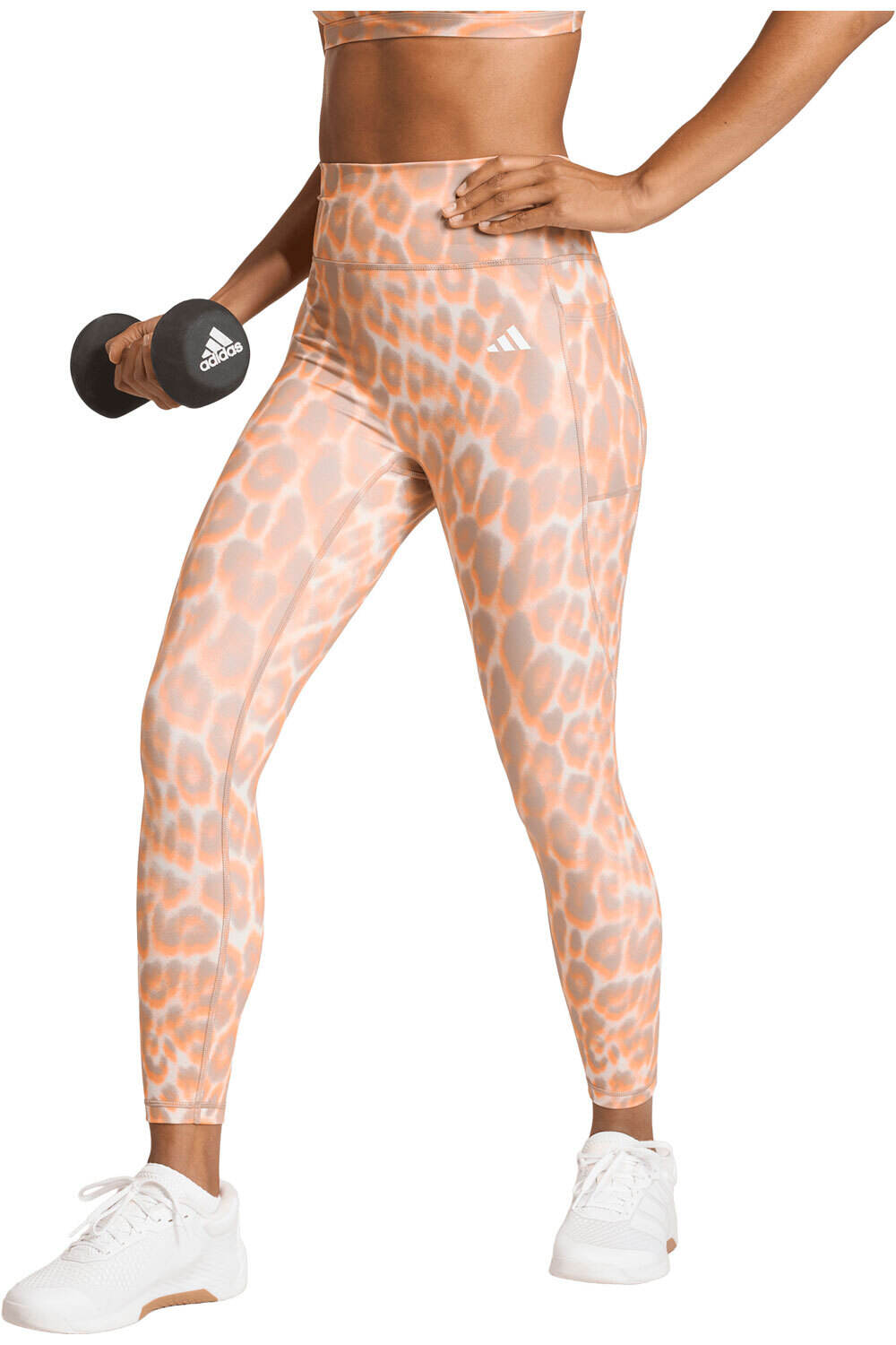 adidas pantalones y mallas largas fitness mujer LEOPARDO 7/8 OPTIME ESSENTIALS vista frontal