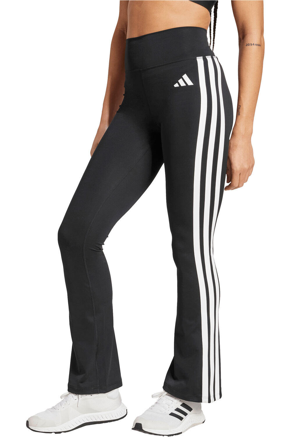 adidas pantalones y mallas largas fitness mujer OPTIME ESSENTIALS 3-STRIPES FLARED vista frontal