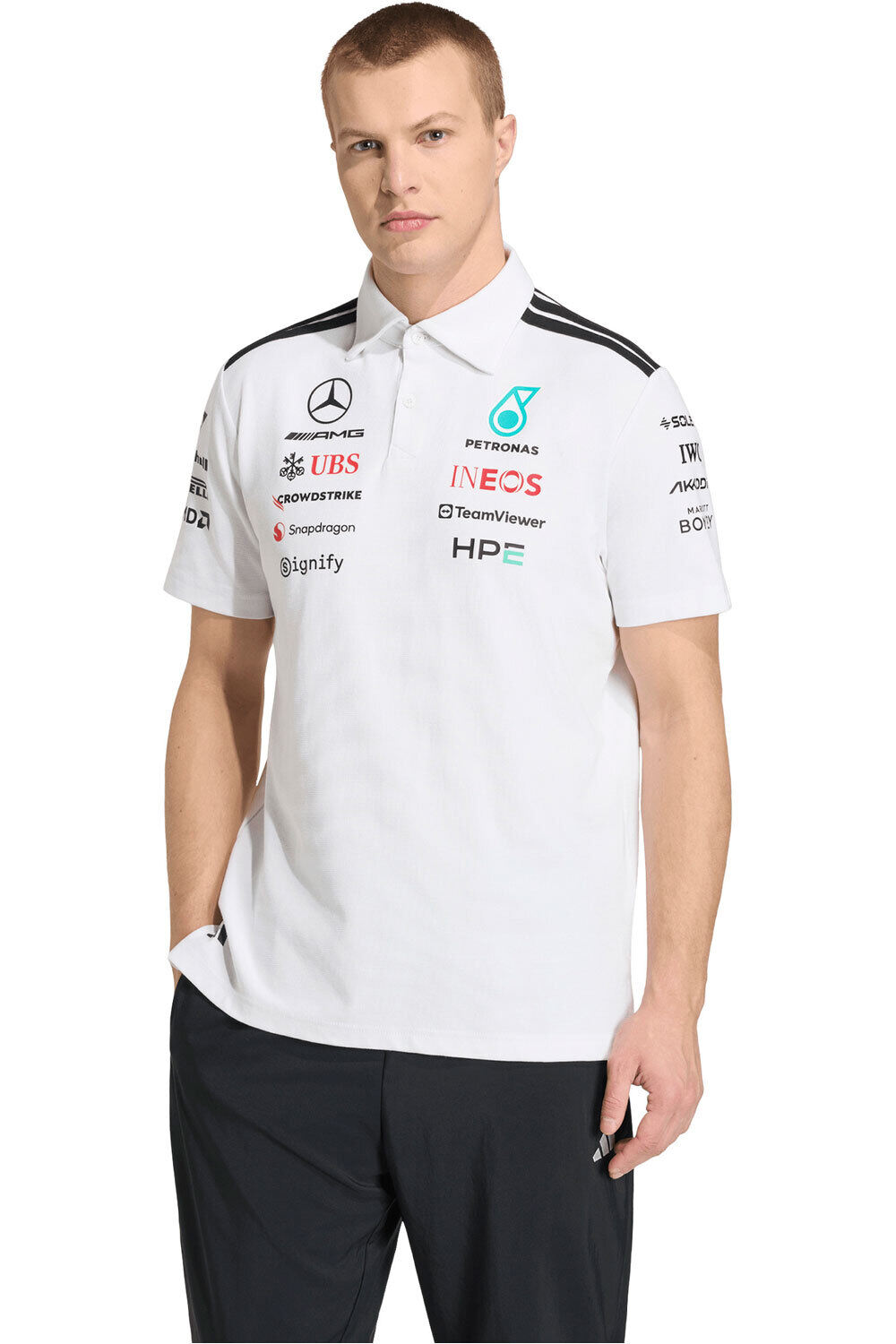 adidas polo manga corta hombre MERCEDES-AMG PETRONAS F1 ENGINEERS vista frontal