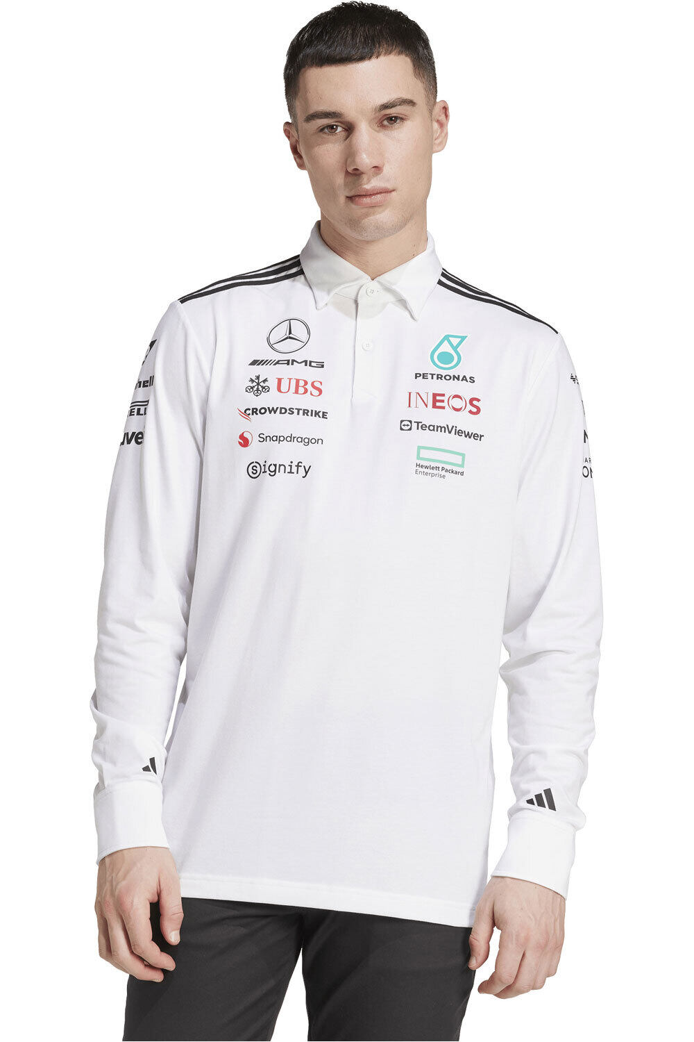 adidas polo manga corta hombre MERCEDES AMG PETRONAS F1 TEAM vista frontal