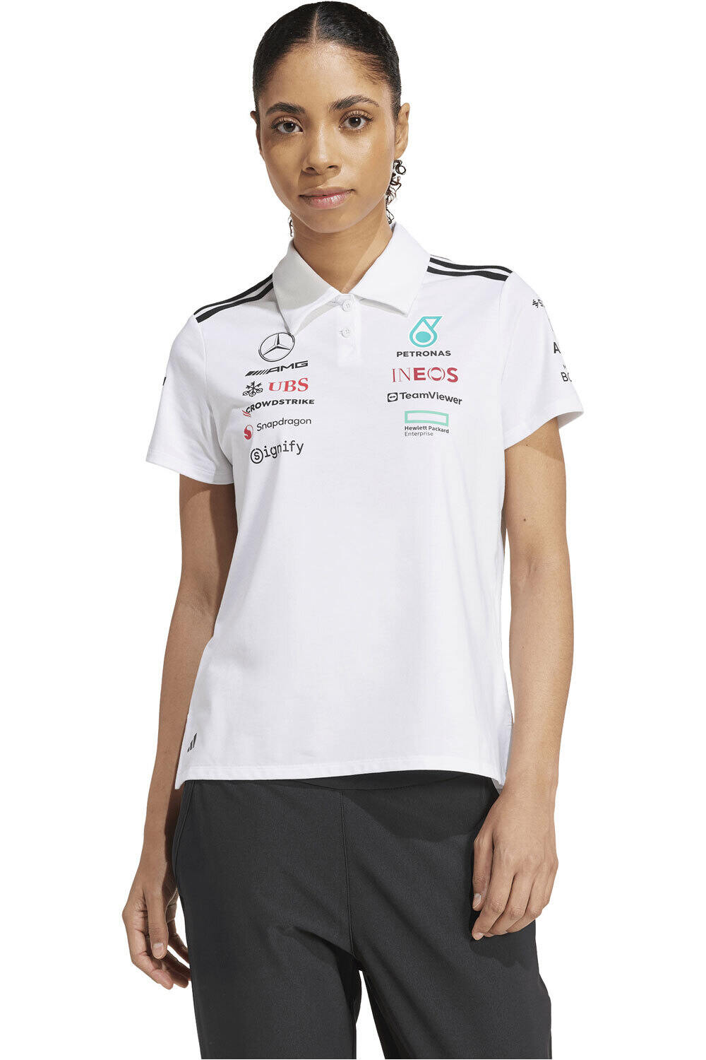 adidas polo manga corta mujer MERCEDES AMG PETRONAS F1 TEAM vista frontal