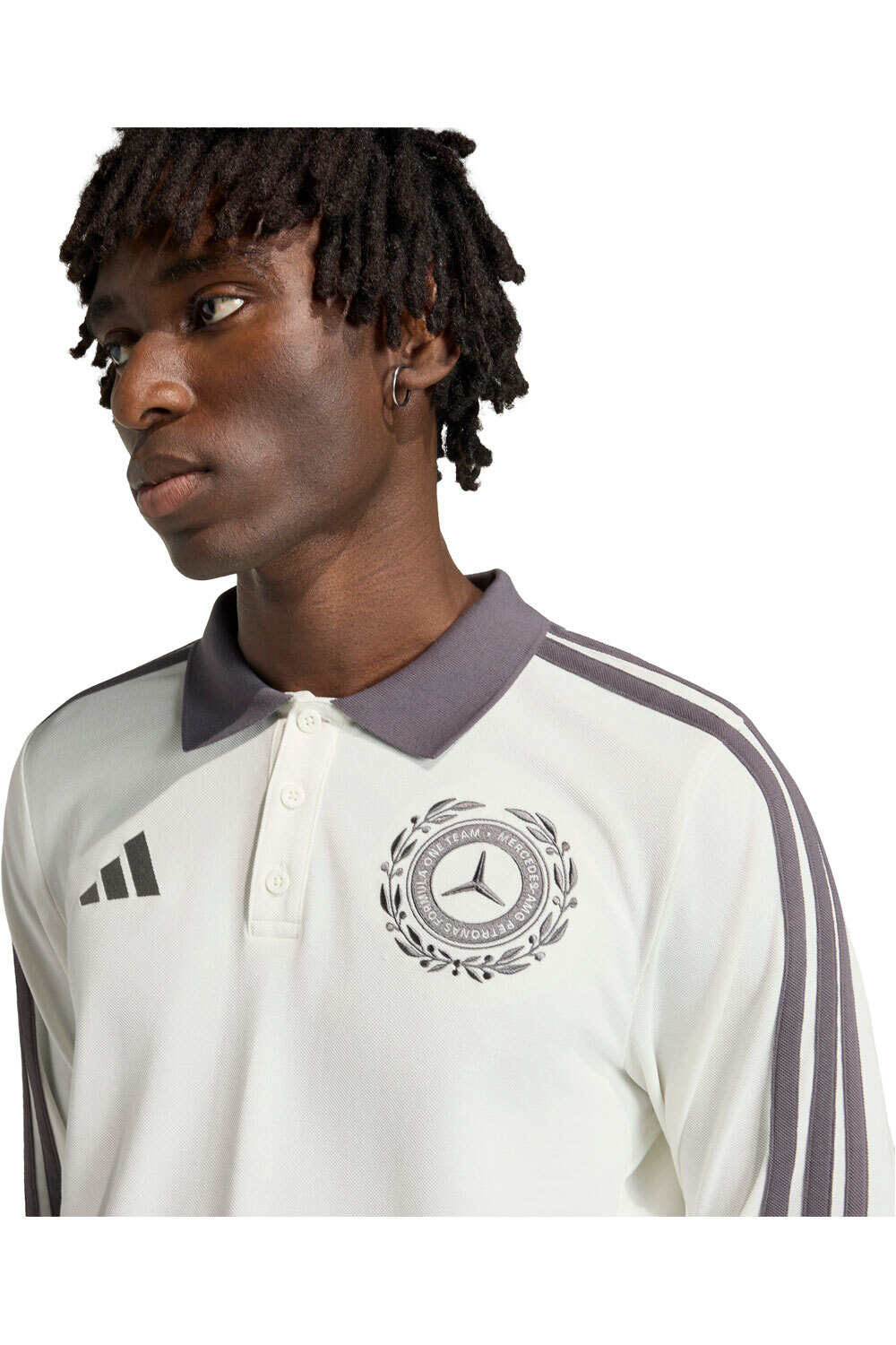 adidas polo manga larga hombre MERCEDES-AMG PETRONAS F1 SILVER ARROW vista detalle