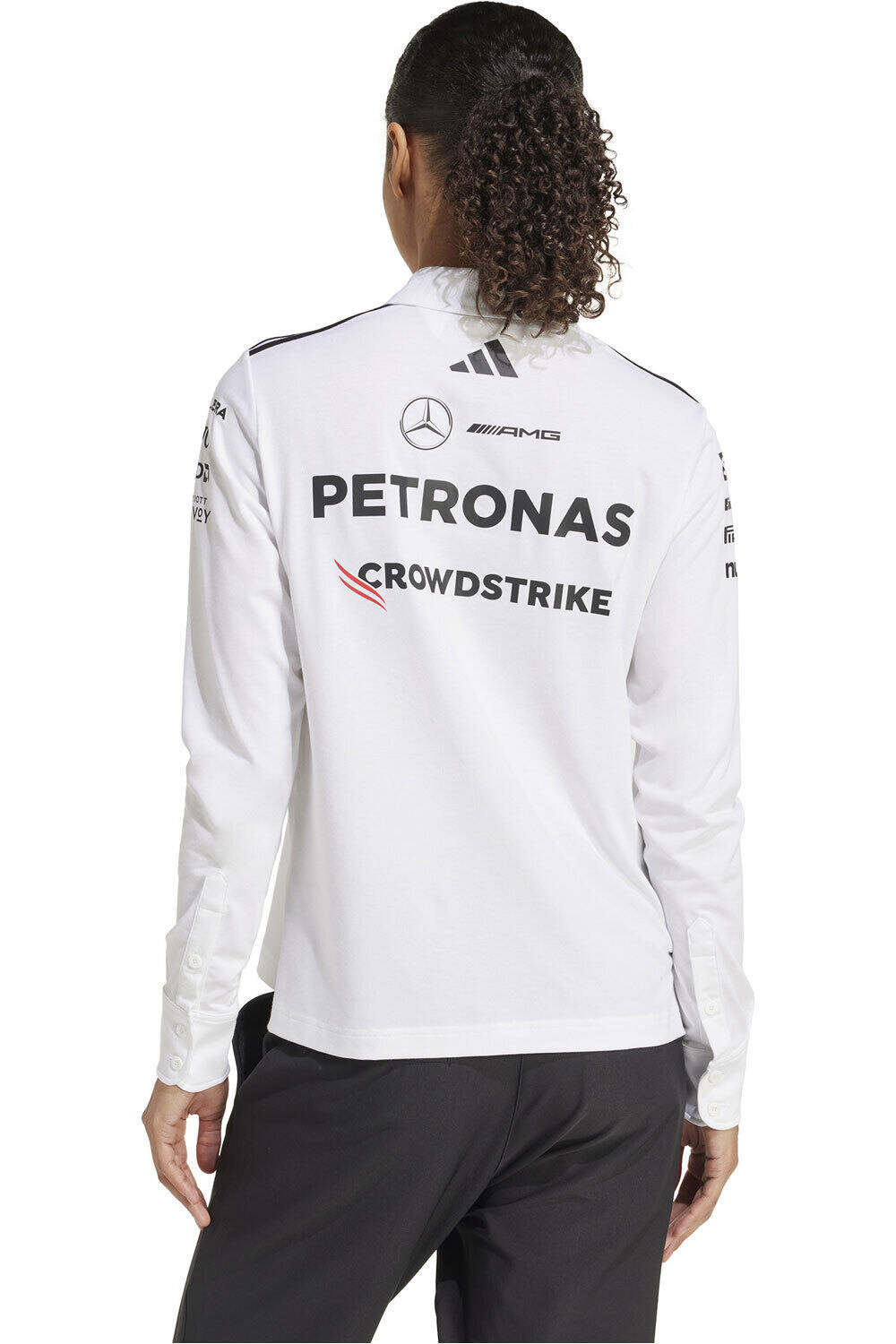 adidas polo manga larga mujer MERCEDES AMG PETRONAS F1 TEAM vista trasera