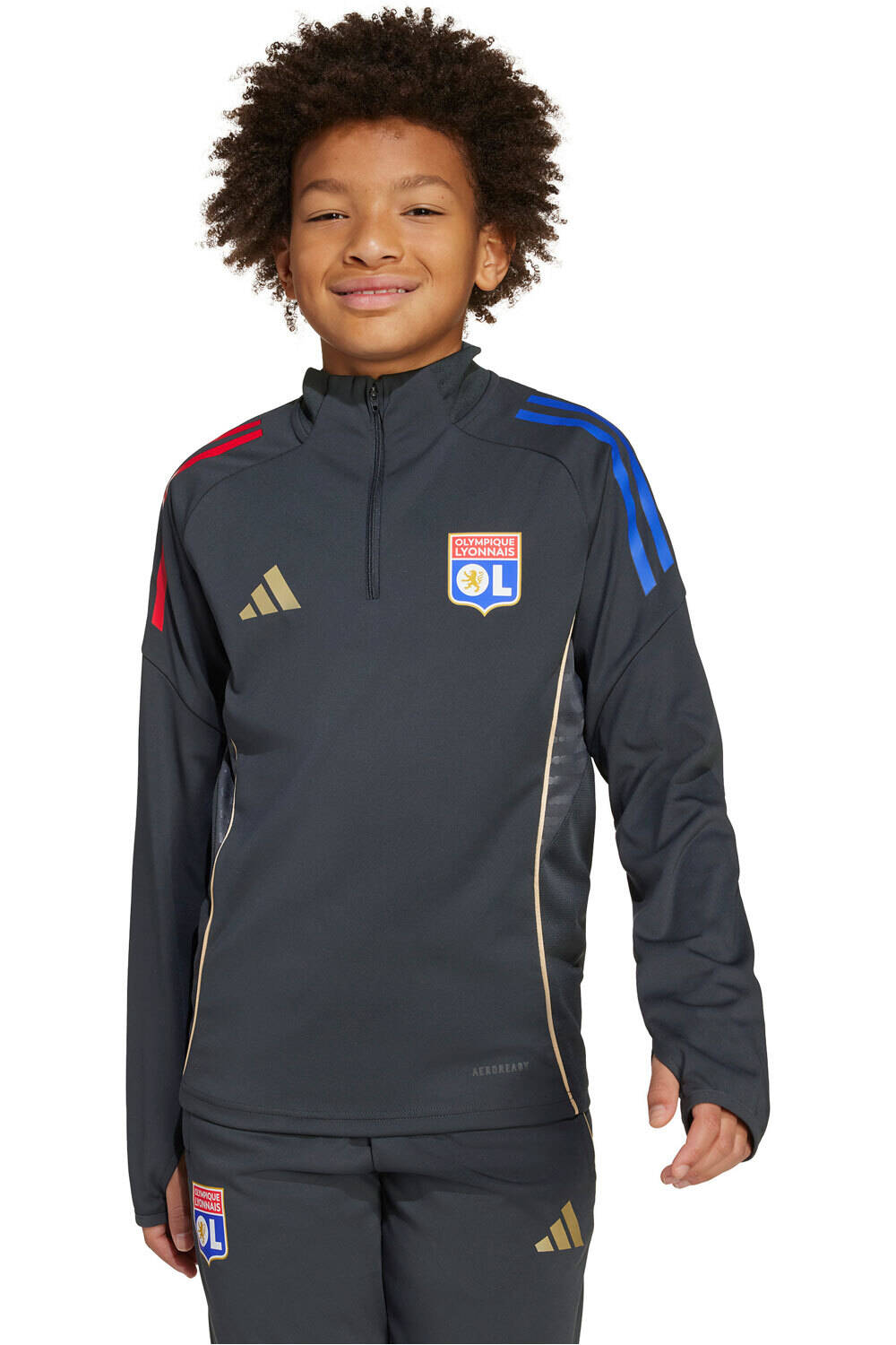 adidas sudadera entrenamiento fútbol niño OLYMPIQUE DE LYON TIRO25 vista frontal
