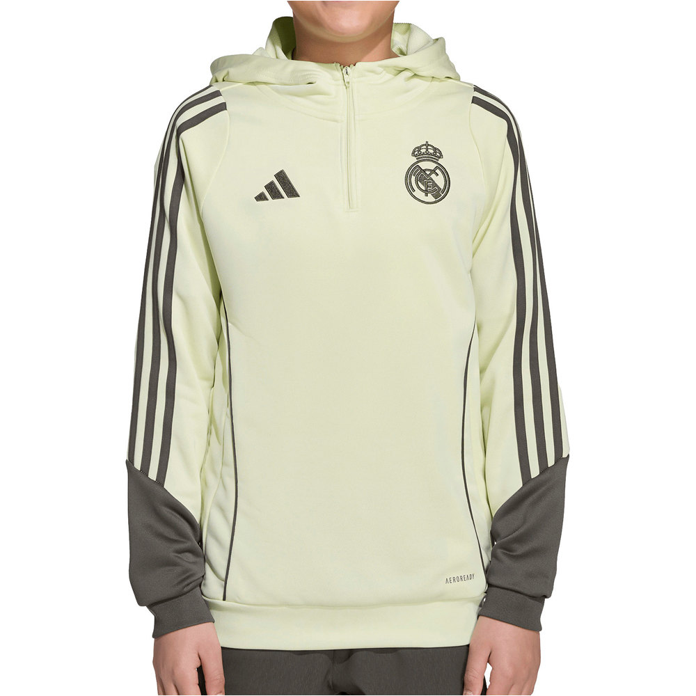 adidas sudadera entrenamiento fútbol niño R.MADRID 25 HOODY Y AMVE vista frontal