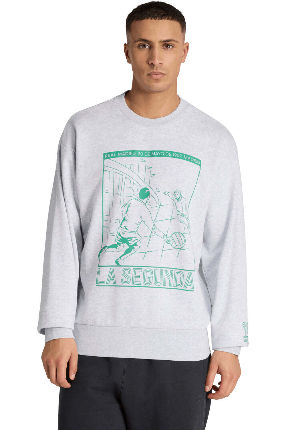 adidas sudadera entrenamiento fútbol REAL MADRID HERITAGE CREW vista frontal