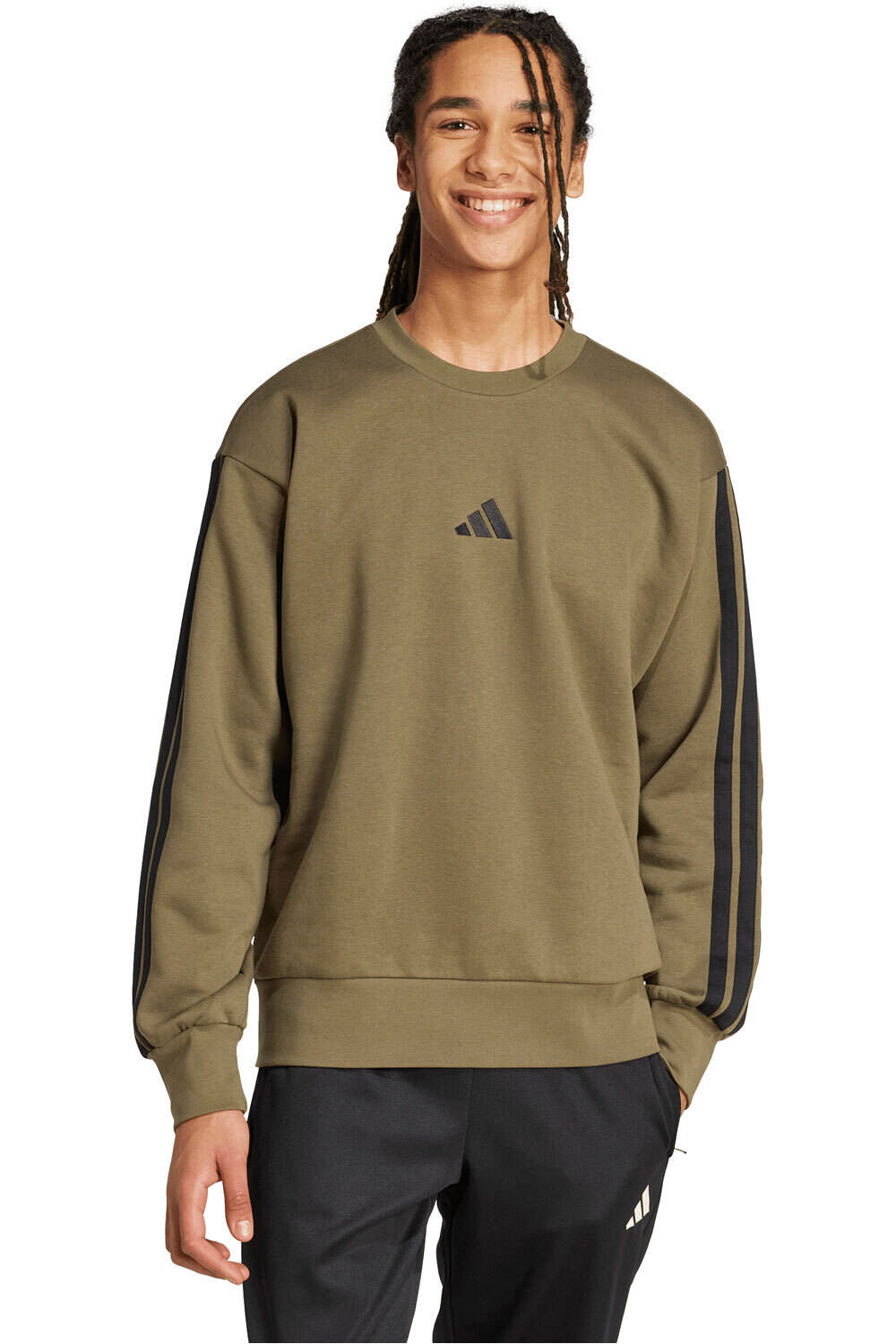 adidas sudadera hombre ESSENTIALS FLEECE 3 BANDAS vista frontal