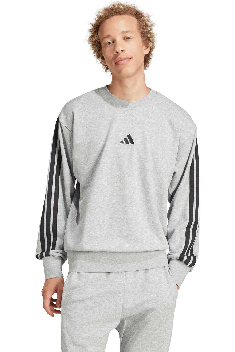 adidas sudadera hombre ESSENTIALS FRENCH TERRY 3 BANDAS vista frontal