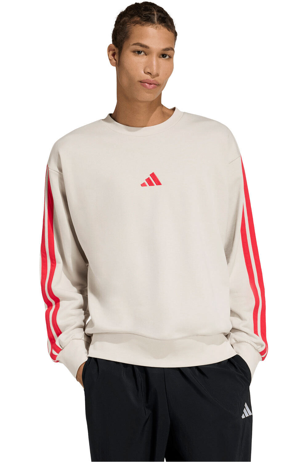 adidas sudadera hombre ESSENTIALS FRENCH TERRY 3 BANDAS vista frontal