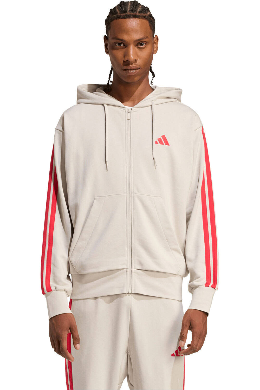 adidas sudadera hombre ESSENTIALS FRENCH TERRY 3 BANDAS vista frontal