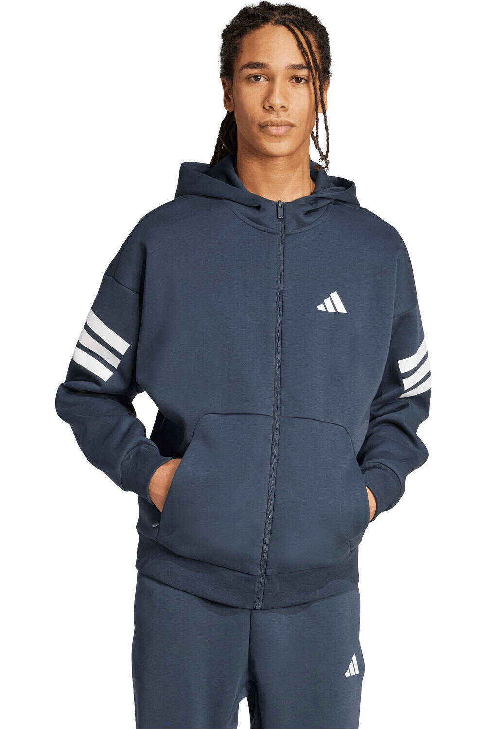 adidas sudadera hombre FUTURE ICONS THREE STRIPES FULL-ZIP vista frontal