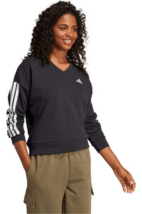 adidas sudadera mujer CUELLO PICO ESSENTIALS 3 STRIPES vista detalle
